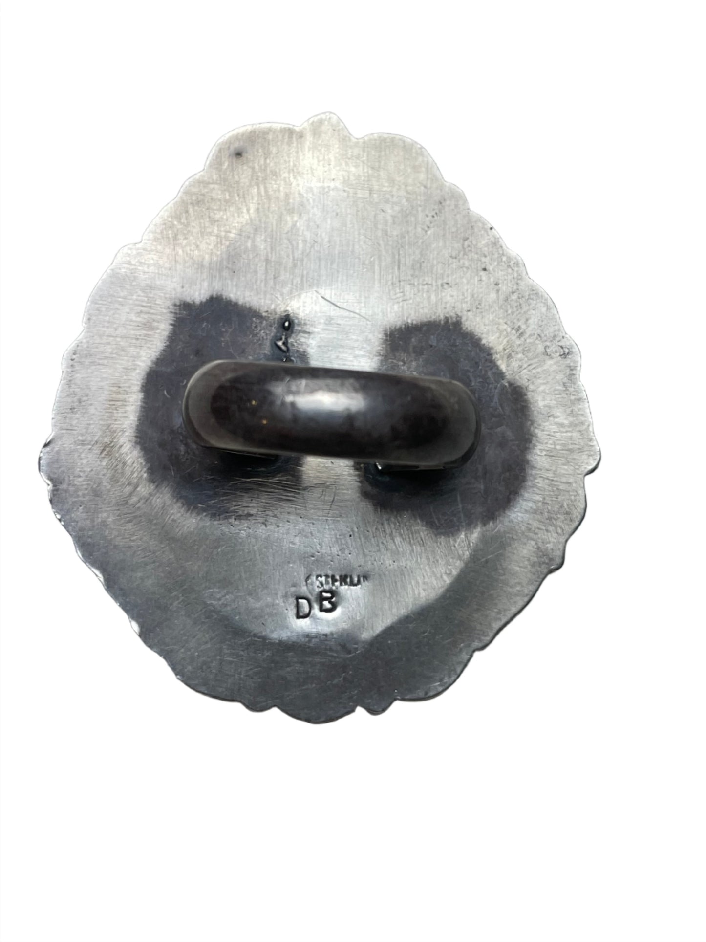 Vintage Large Orange Spiny Oyster Shell Turquoise Ring Sz 8