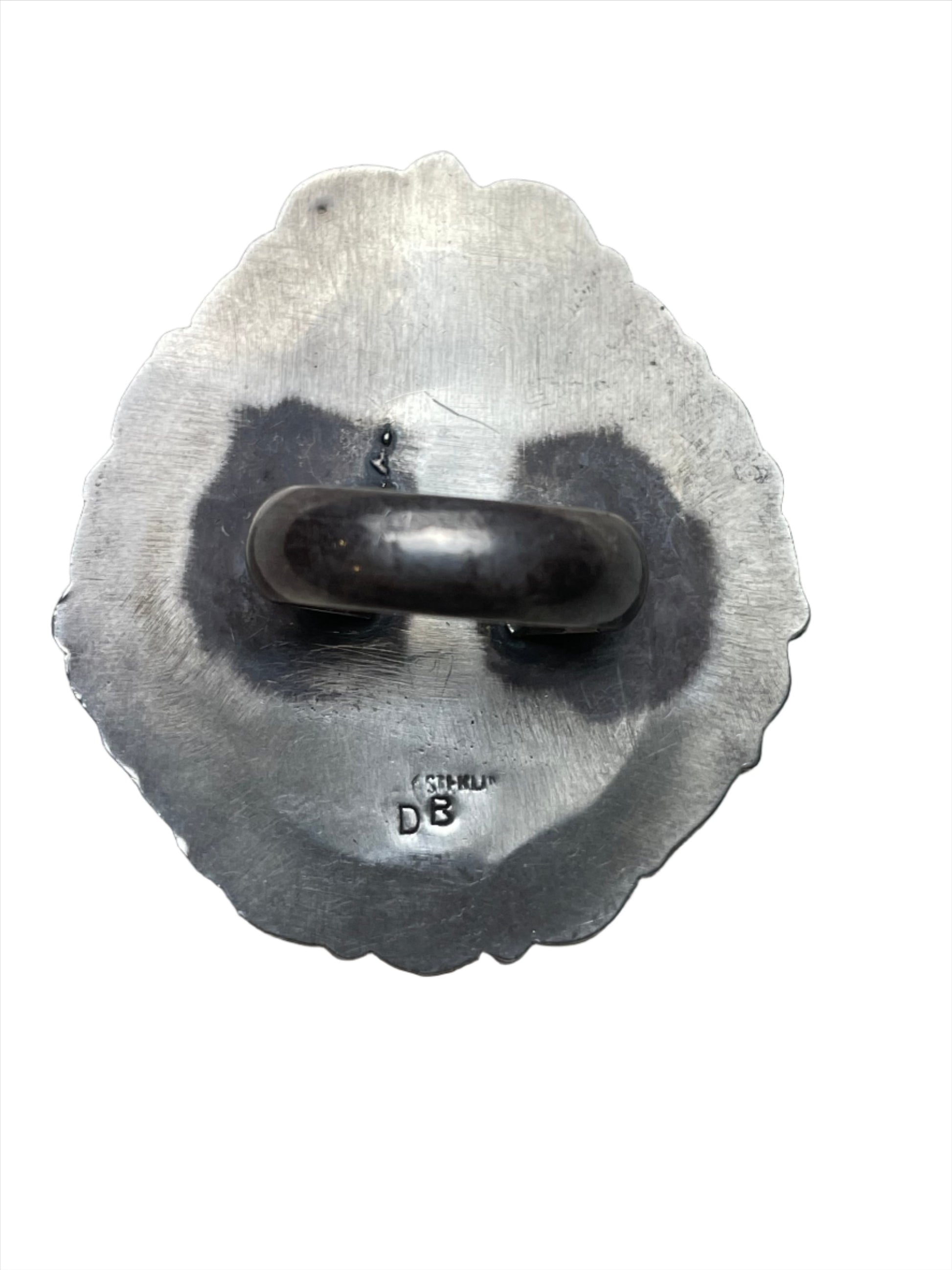 Vintage Large Orange Spiny Oyster Shell Turquoise Ring Sz 8