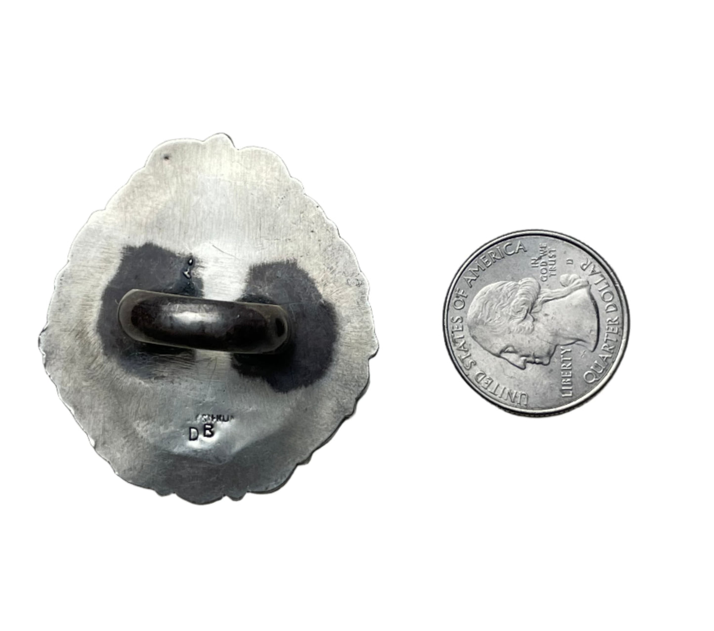 Vintage Large Orange Spiny Oyster Shell Turquoise Ring Sz 8