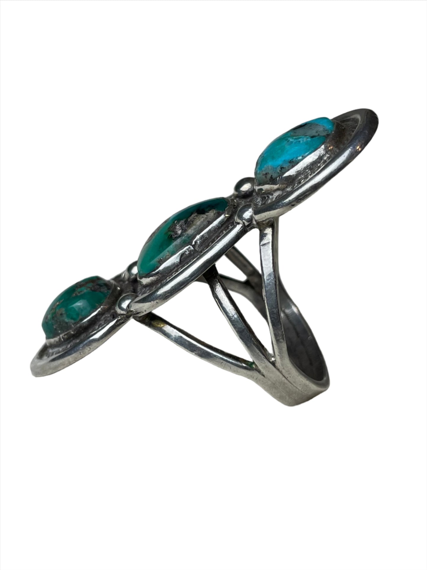 Vintage Bisbee Turquoise Stacked Totem Ring Sz 11