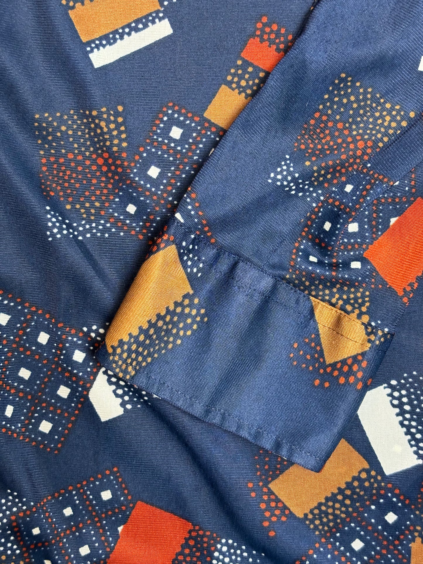 '70s Vintage Blue Art Deco Button Down - LRG