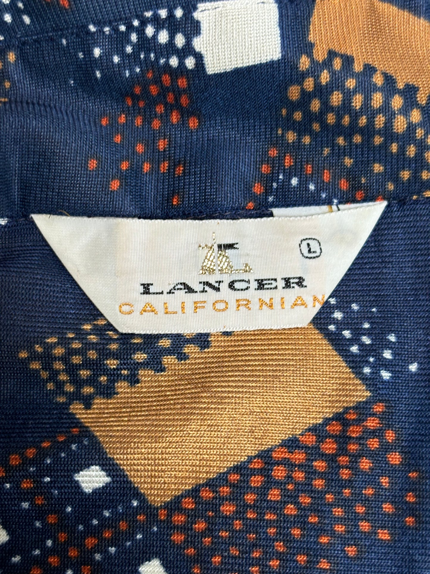 '70s Vintage Blue Art Deco Button Down - LRG