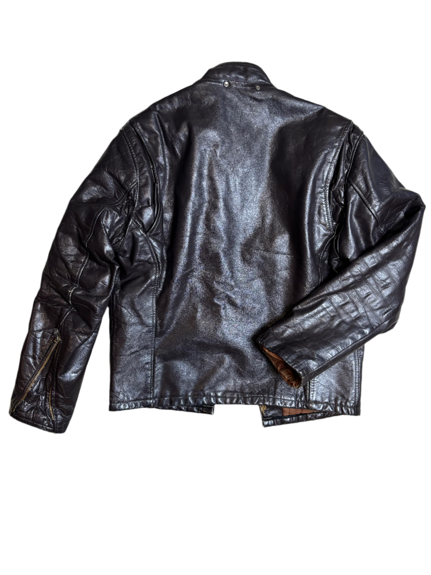 '60s Vintage Choc Brwn Leather Cafe Jkt - LRG