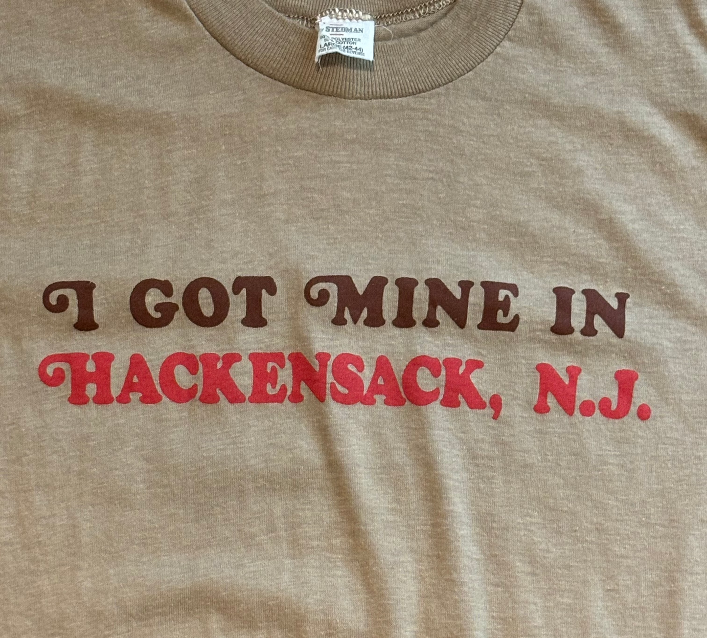 '80s Vintage "I Got Mine In Hackensack NJ" Novelty Brn T-shirt - LRG