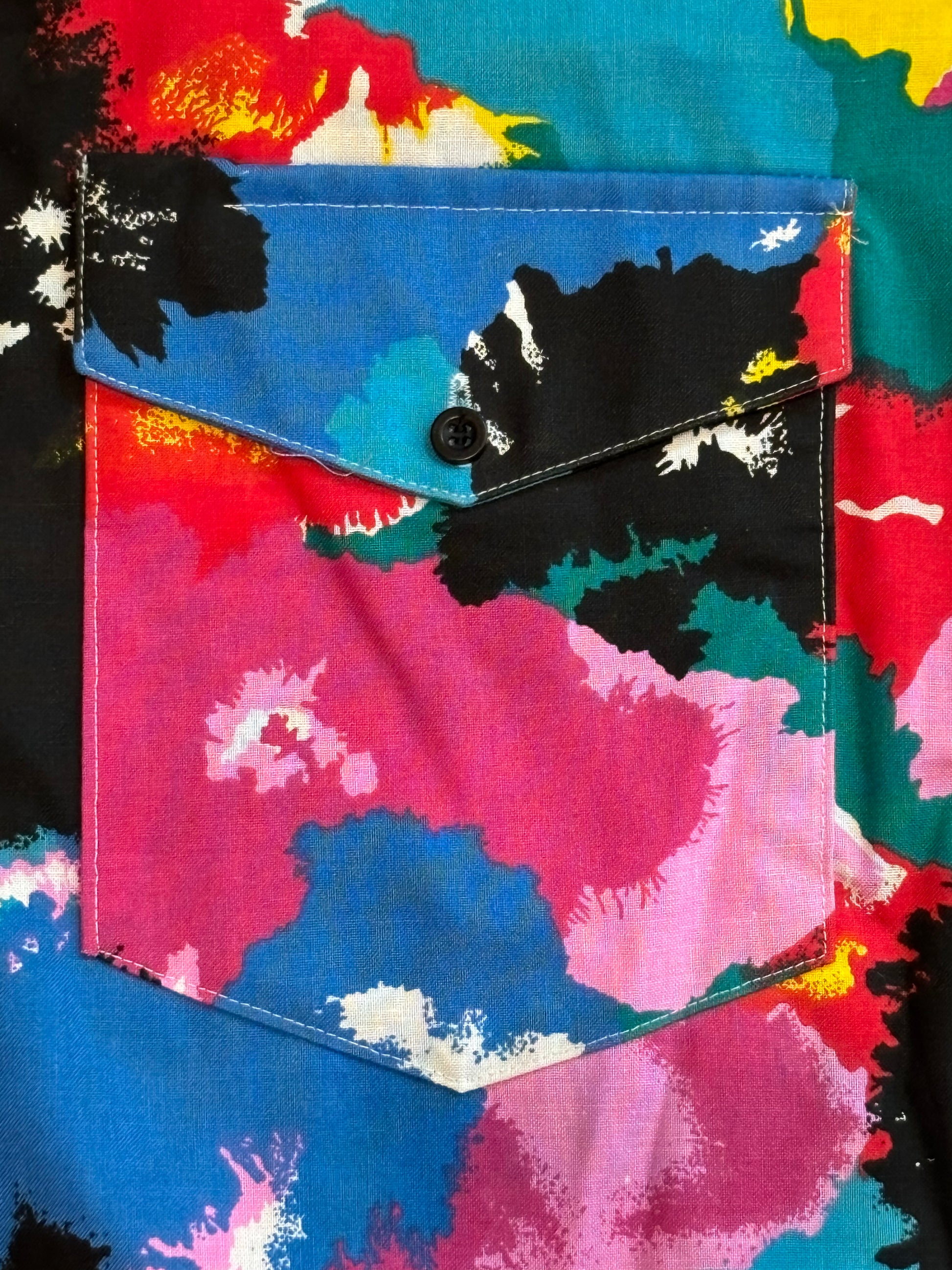 '90s Vintage Deadstock Roper Rnbow Paint Splatter Button Down - 2XL