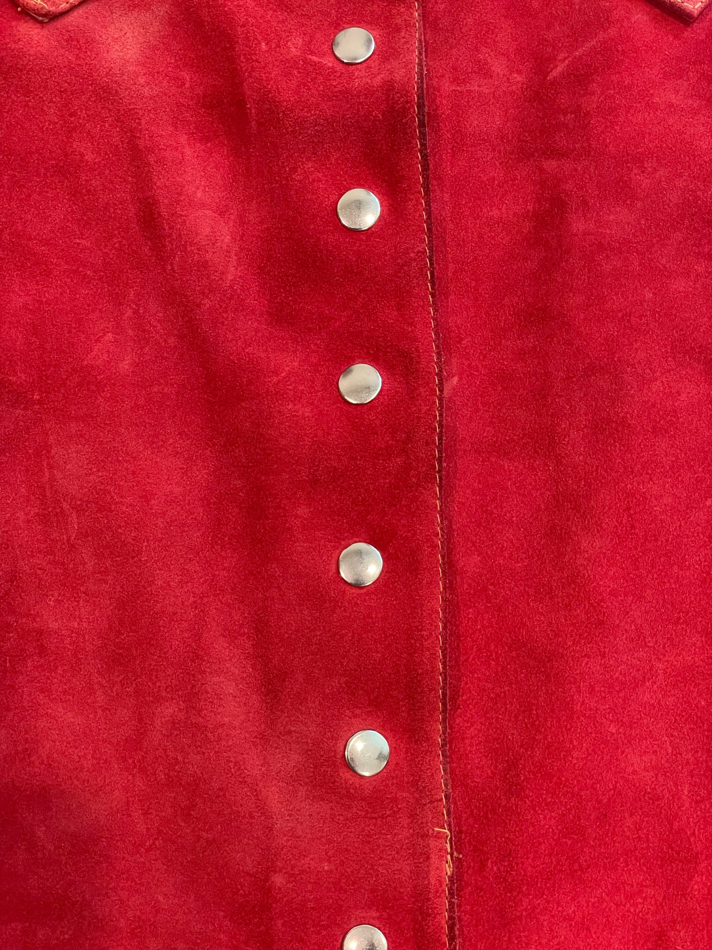 1960s Vintage Red Suede A-Line Midi Skirt 24"