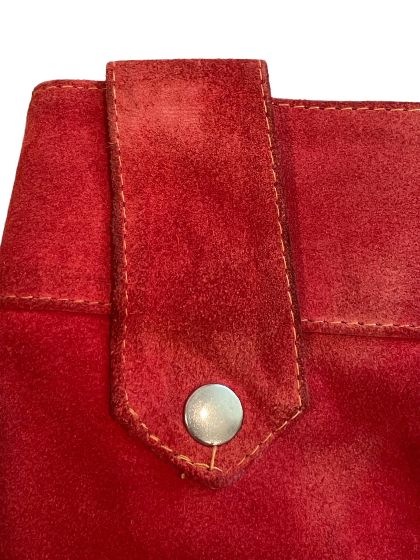 1960s Vintage Red Suede A-Line Midi Skirt 24"