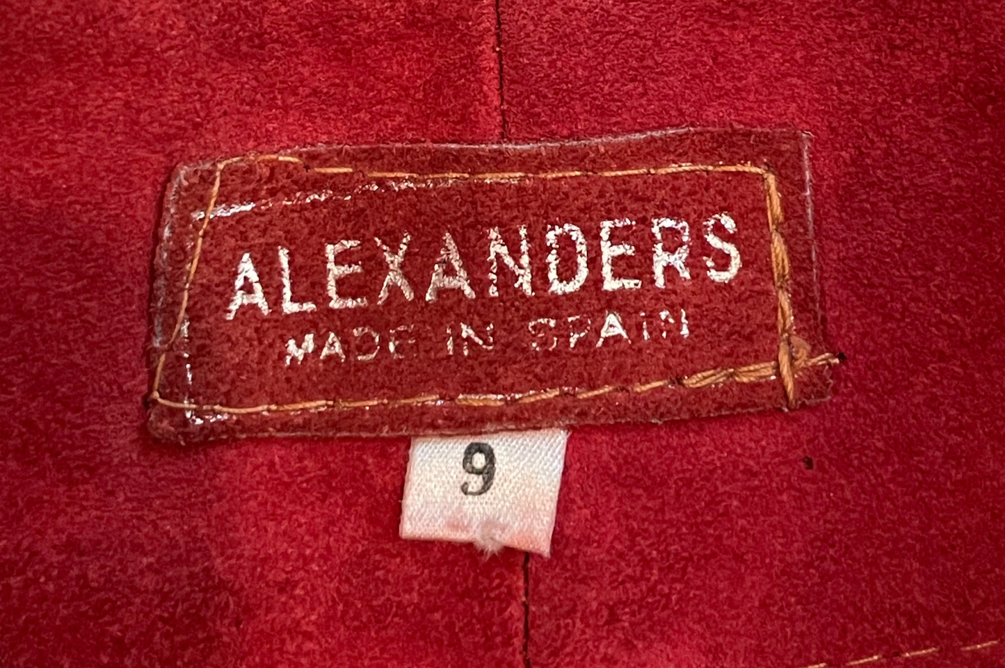 1960s Vintage Red Suede A-Line Midi Skirt 24"