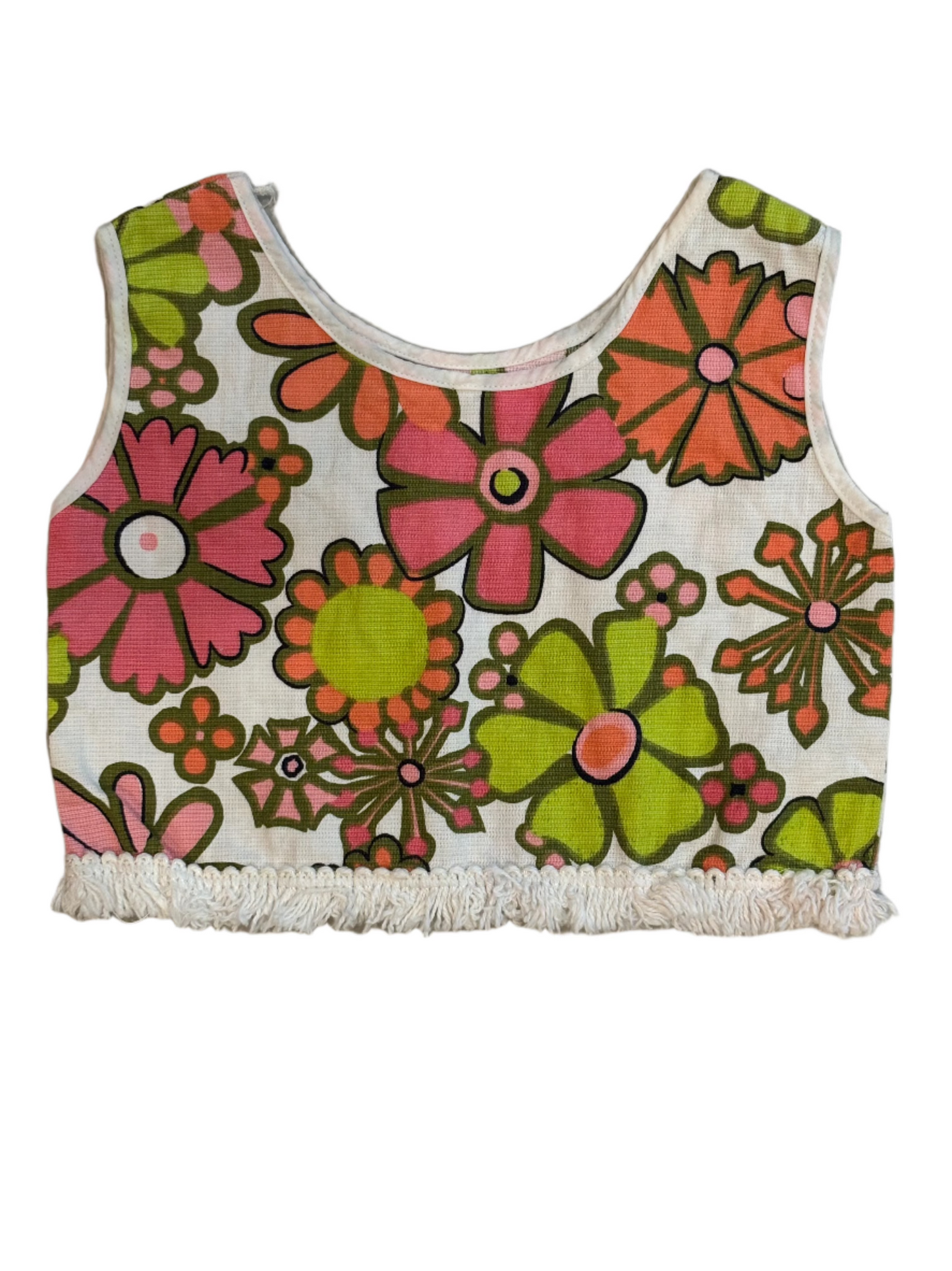 1960's Vintage Girls Flower Power Crop Top 1-2Y