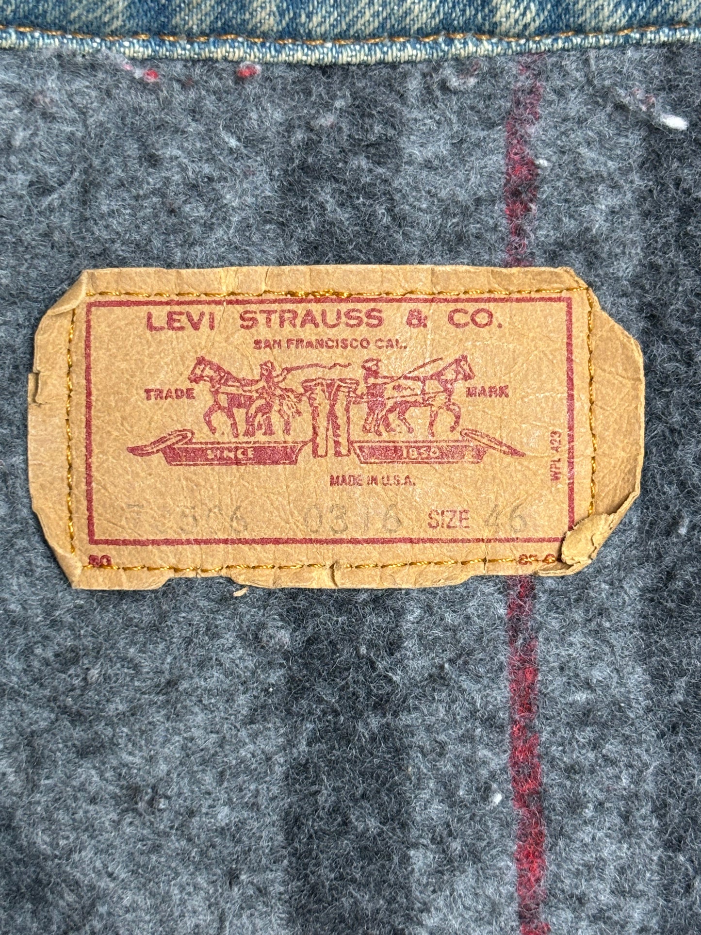 '80s Vintage Levis Blnkt Lined Denim Jkt - XL