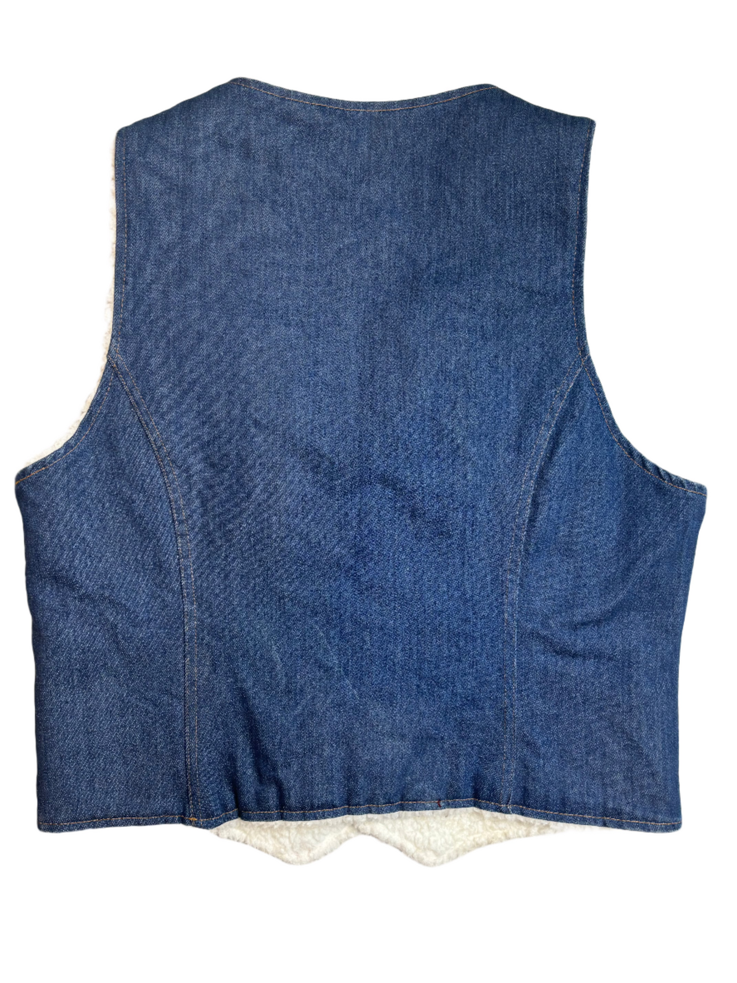 '70s/80s Vintage Drk Denim Sherpa Snap-Button Vest - XL