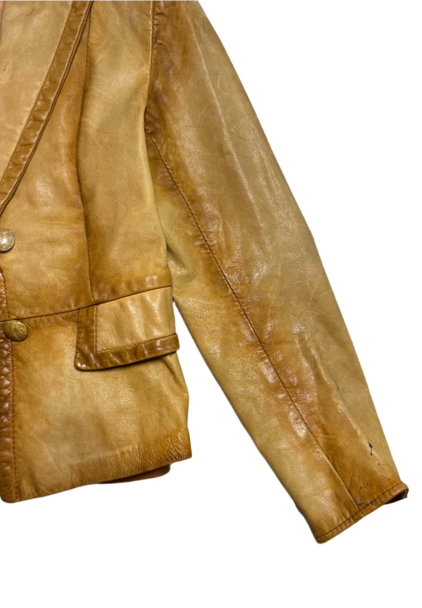 '70s Vintage Leather Ranch Tan Ombre Leather Blazer - MED