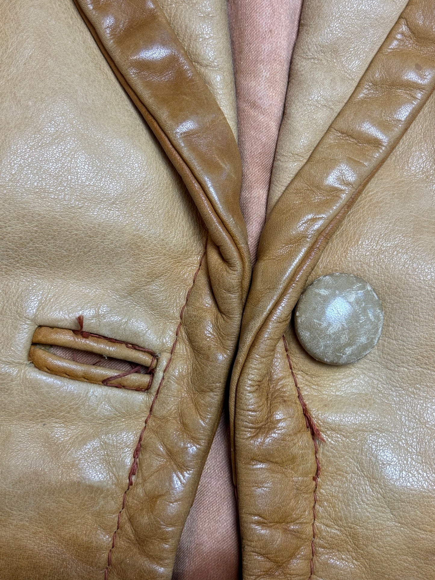 '70s Vintage Leather Ranch Tan Ombre Leather Blazer - MED