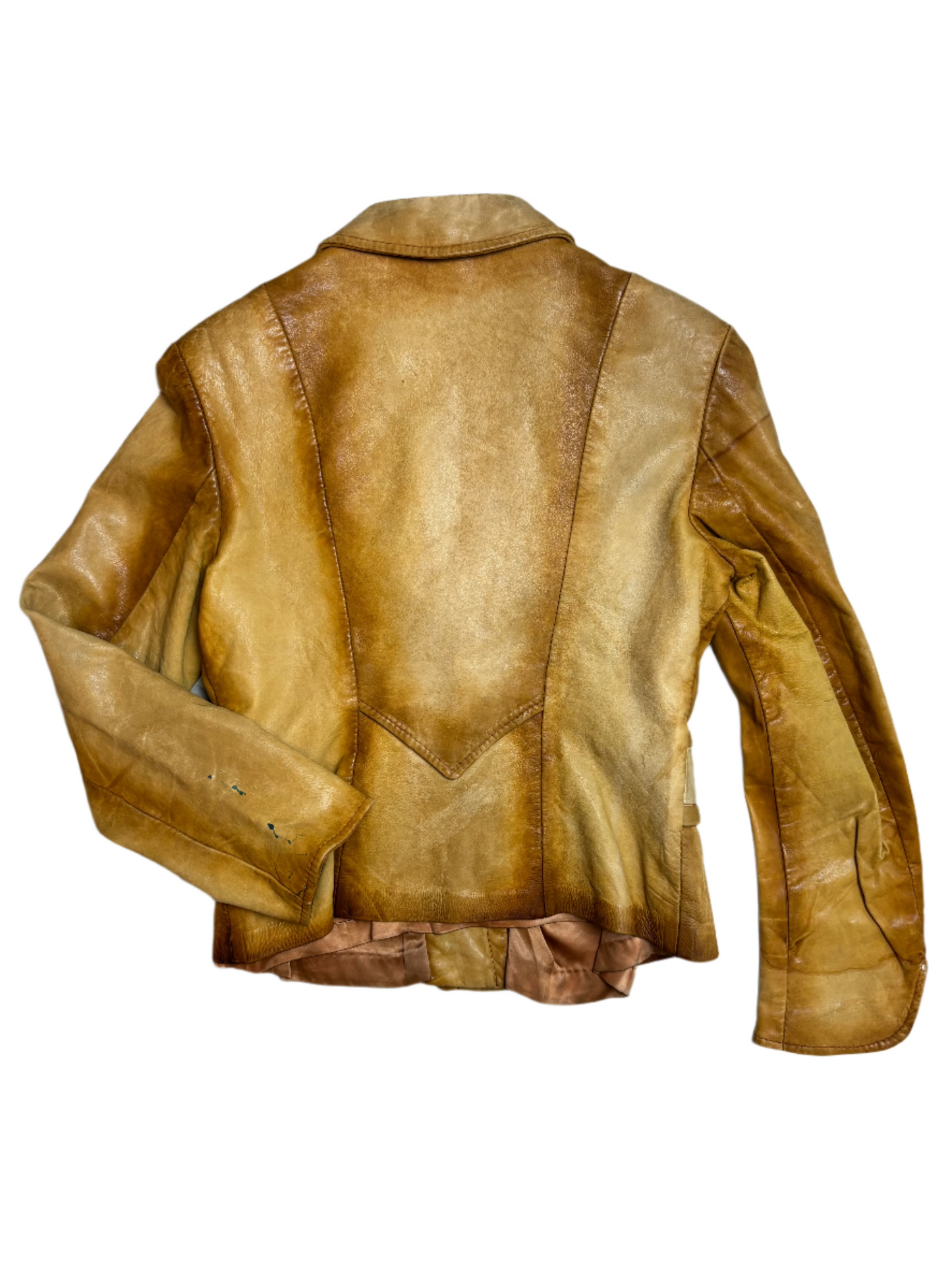 '70s Vintage Leather Ranch Tan Ombre Leather Blazer - MED