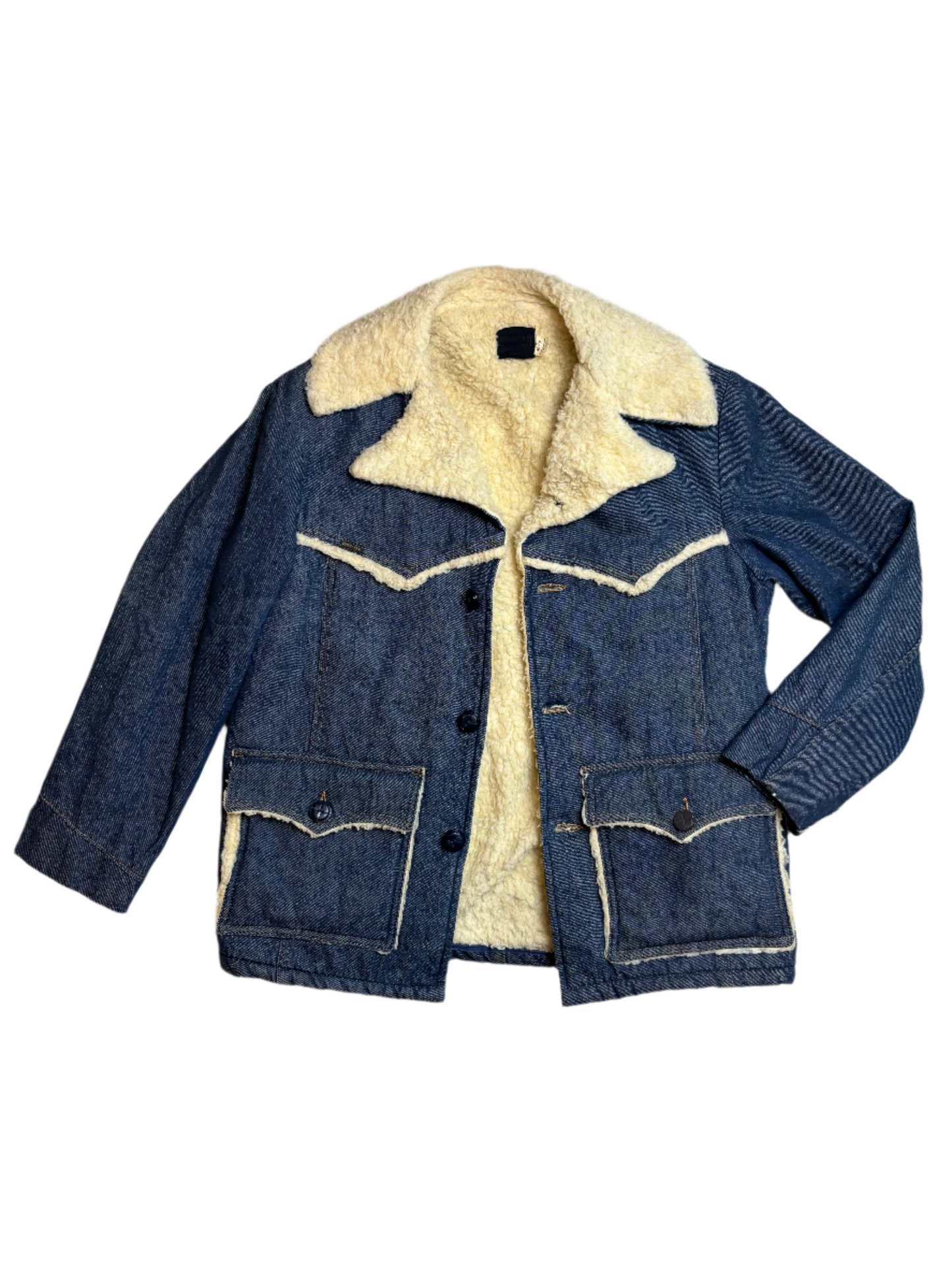 Vintage Roebucks Sherpa Lined Denim Jacket - XL
