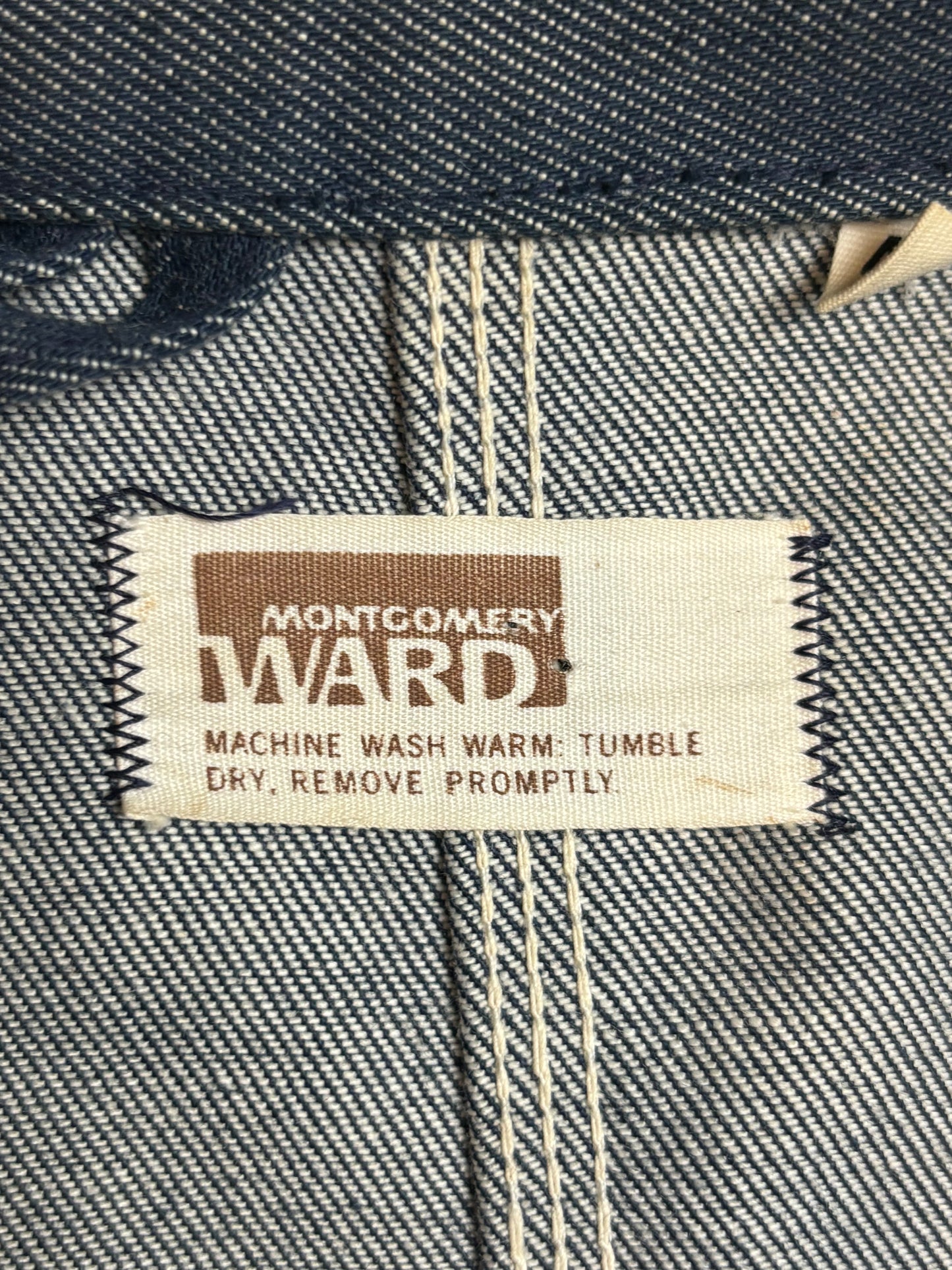'60s Vintage Montgomery Ward Drk Denim Chore Jkt - 2XL
