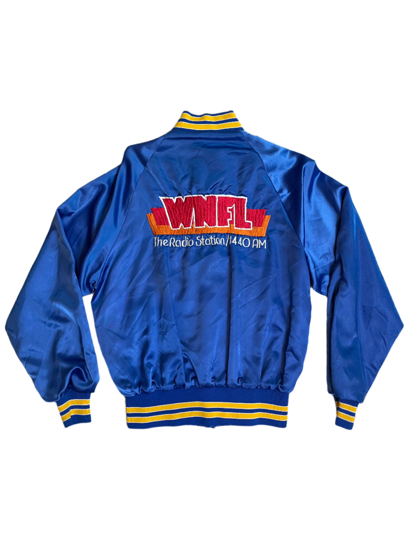 Vintage Blue "WNFL" Satin Bomber Jacket - MED