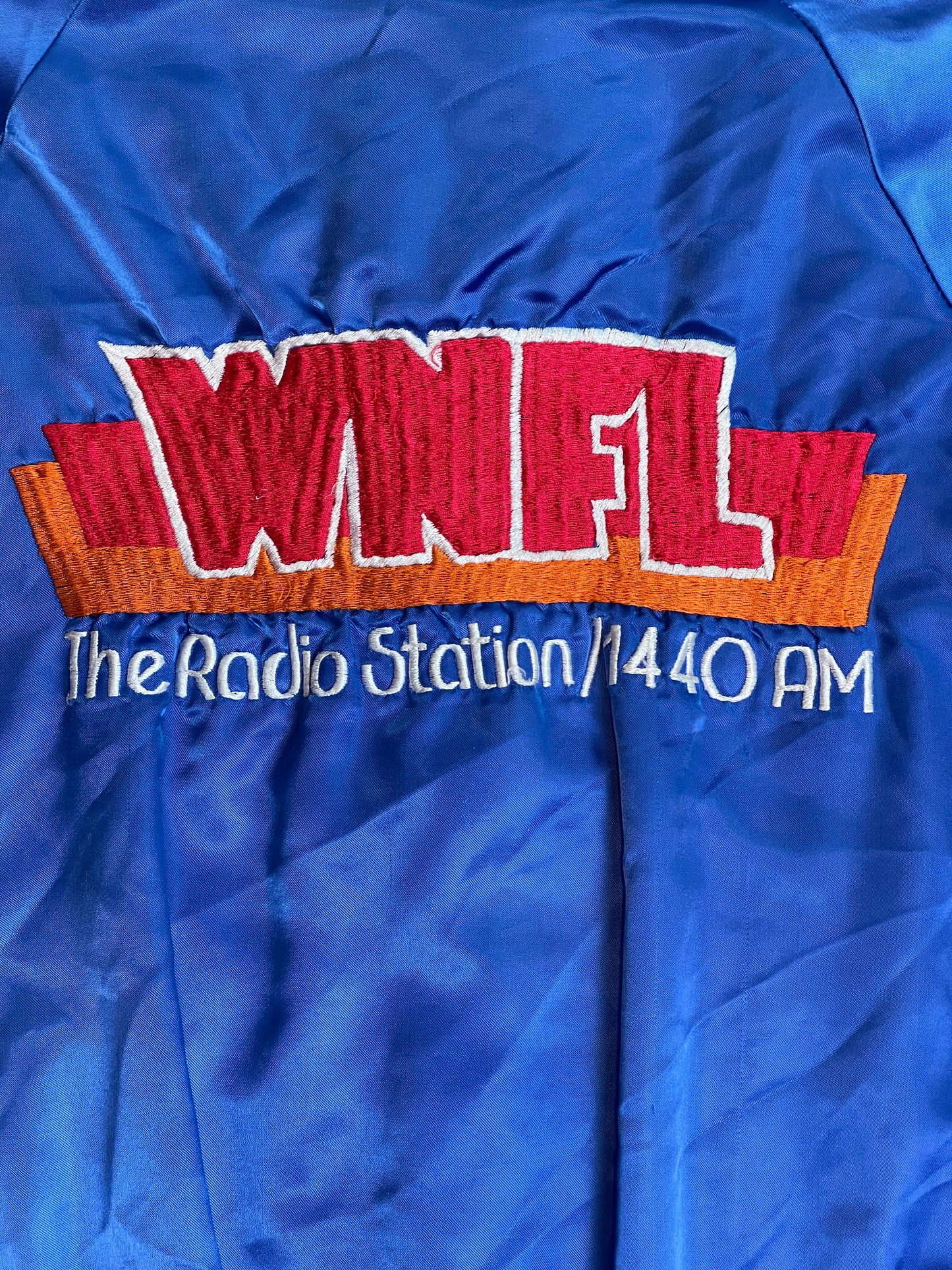 Vintage Blue "WNFL" Satin Bomber Jacket - MED