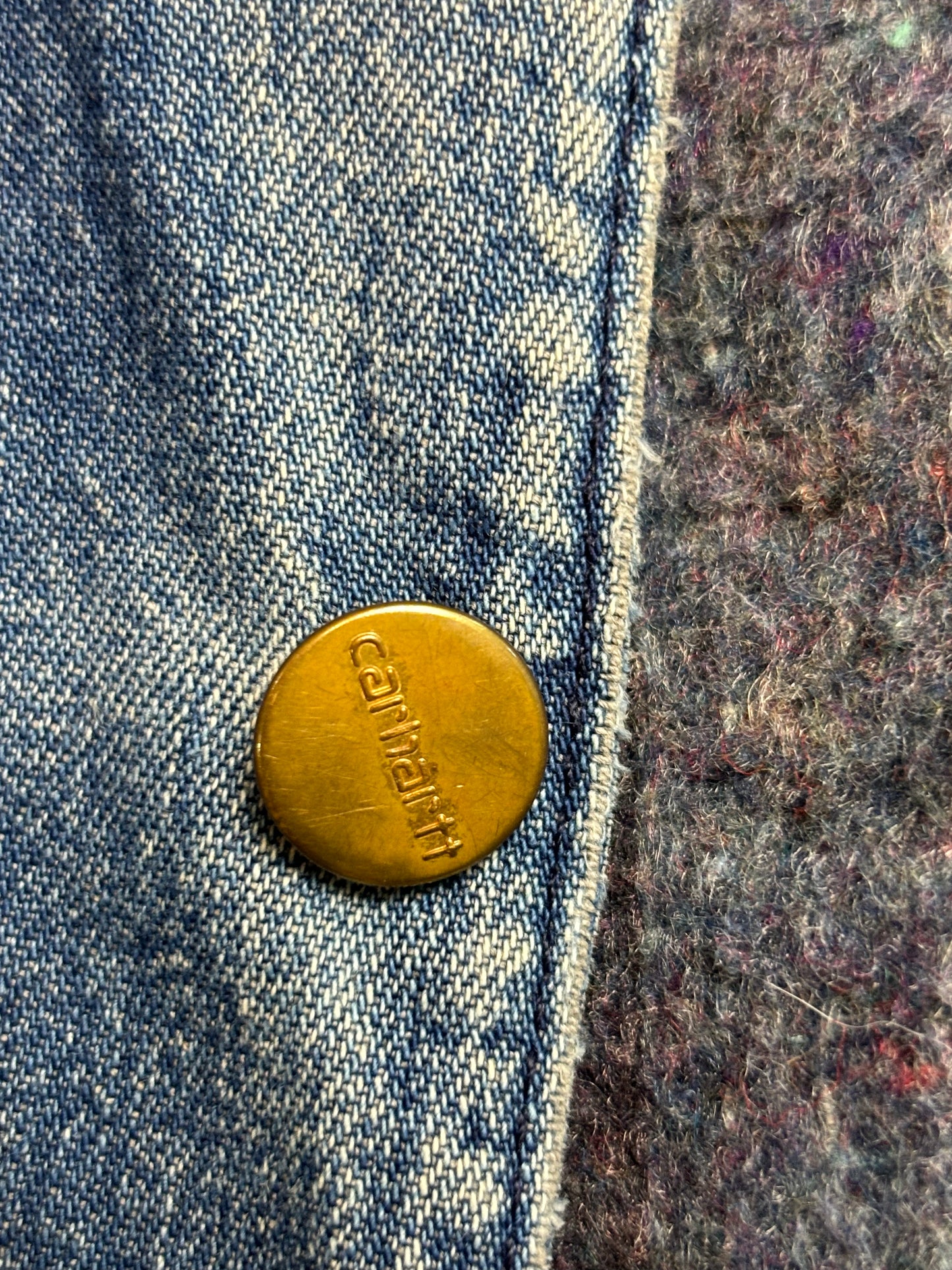 '80s Vintage Carhartt Blanket Lined Denim Chore Jacket - 3XL