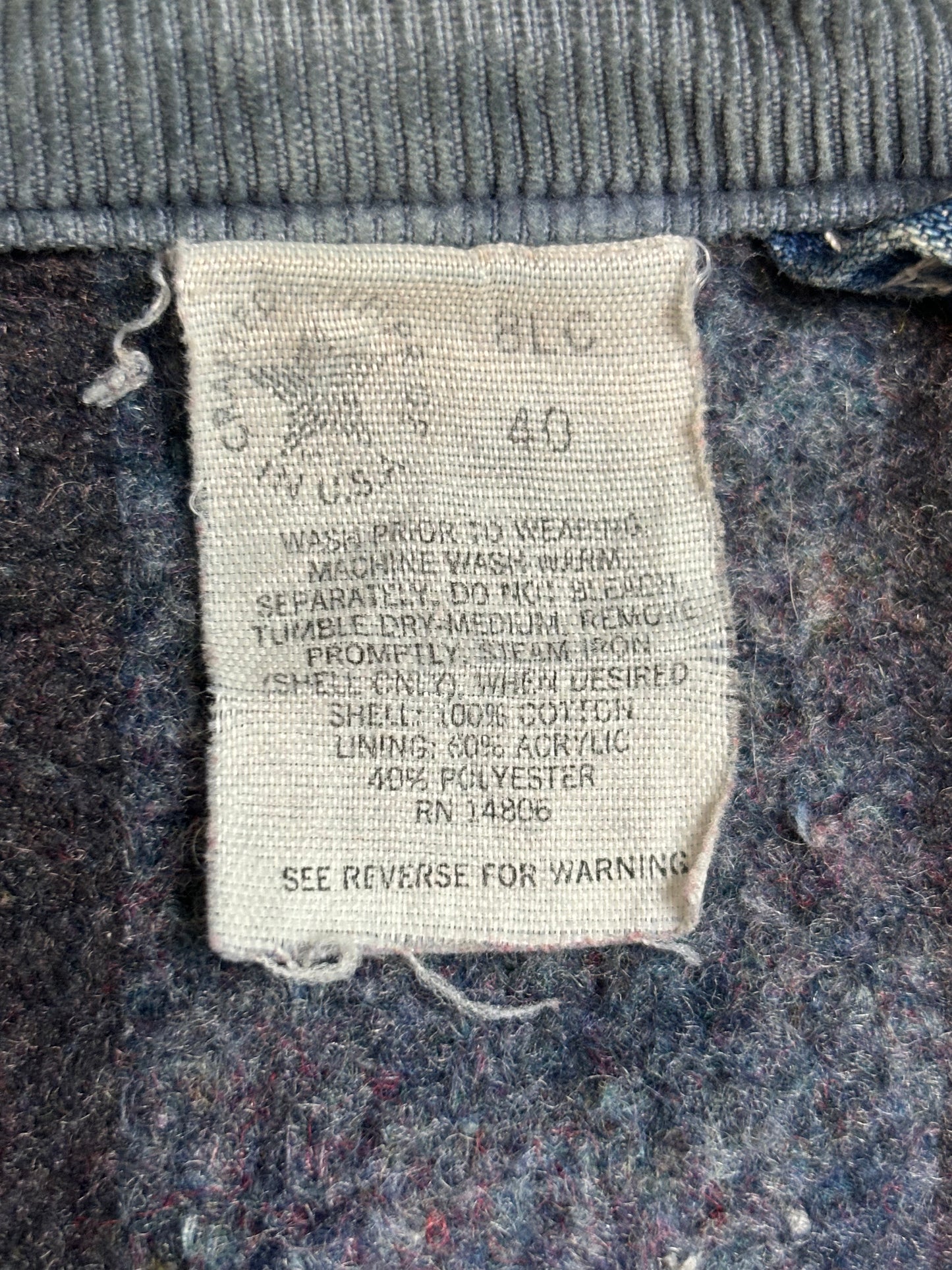 '80s Vintage Carhartt Blanket Lined Denim Chore Jacket - 3XL