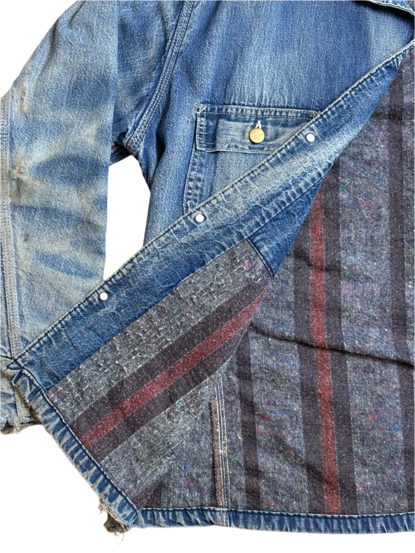 '80s Vintage Carhartt Blanket Lined Denim Chore Jacket - 3XL