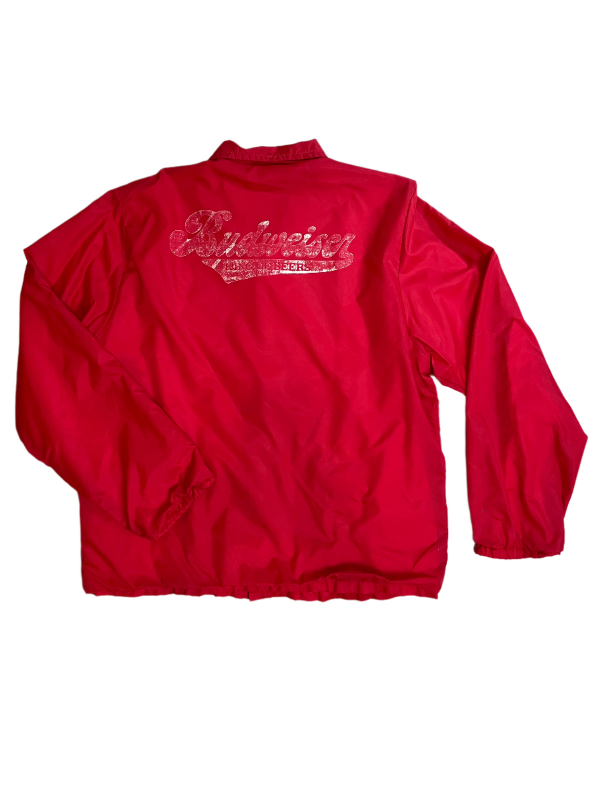 '80s Vintage Budweiser Red Windbreaker Jacket - XL