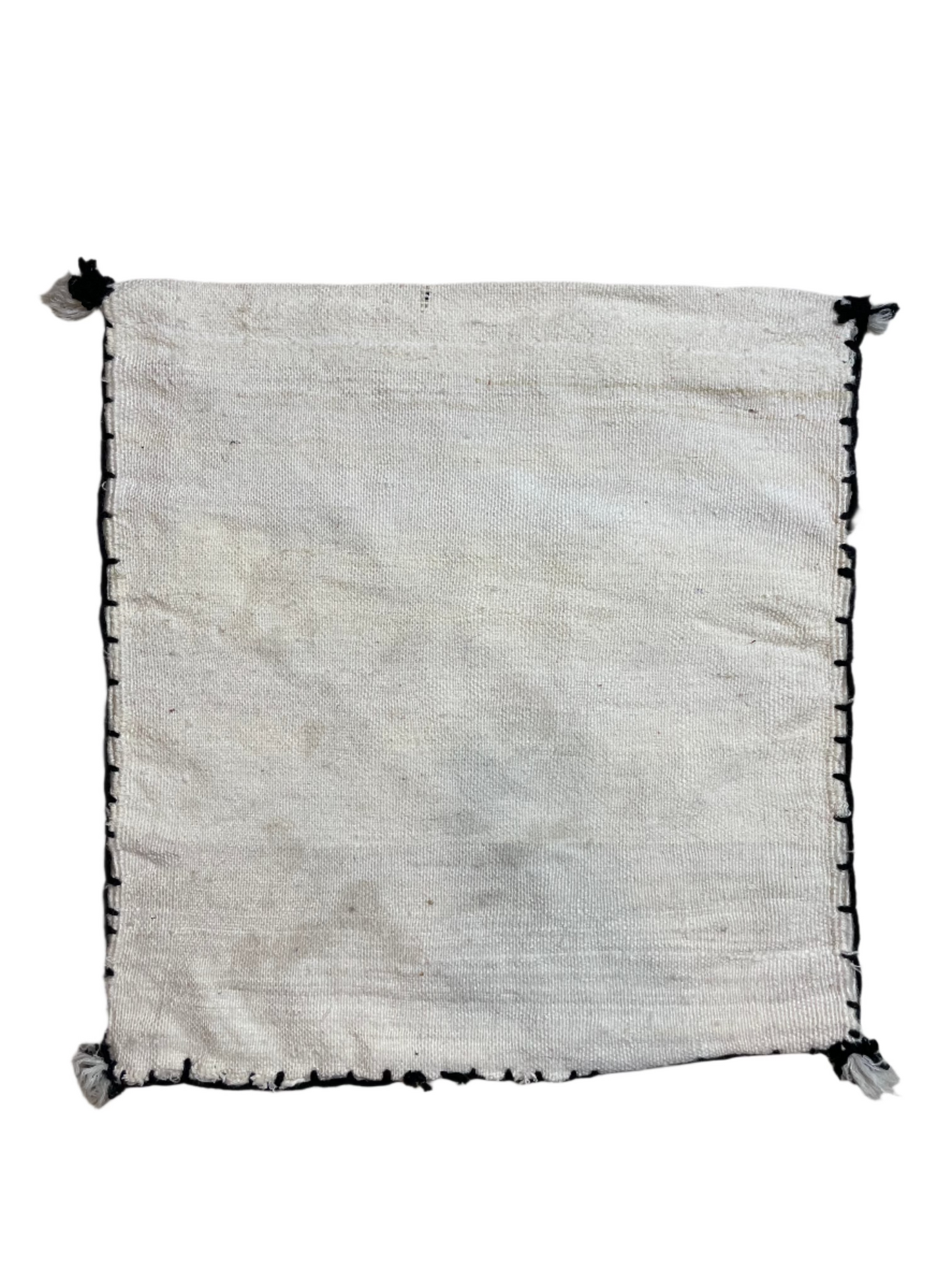 Moroccan Beige Wool Pillowcase w/Black Diamond Pattern 1.6' x 1.75'