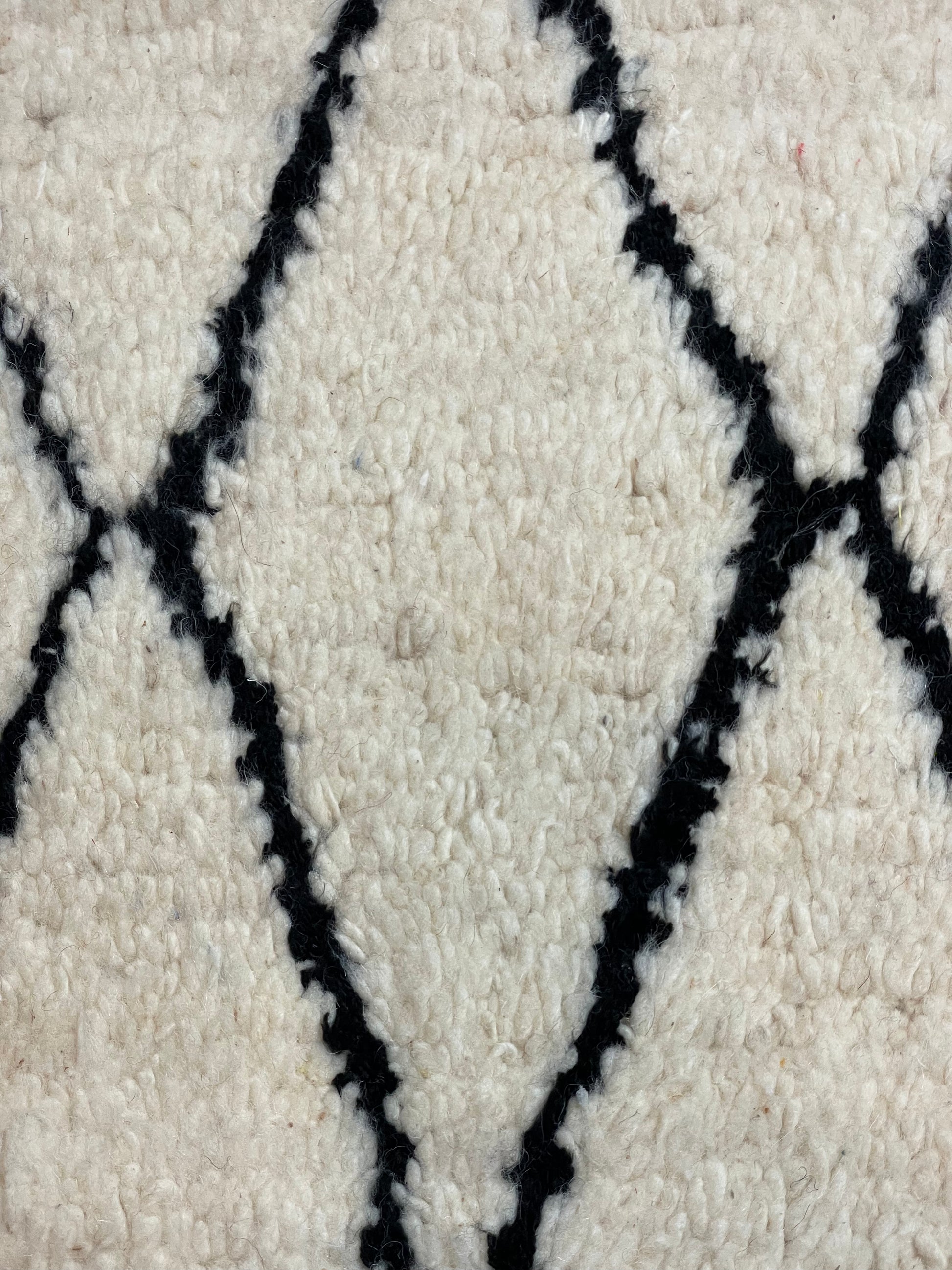 Moroccan Beige Shag Wool Pillowcase w/Black Diamond Pattern 1.5' x 1.63'