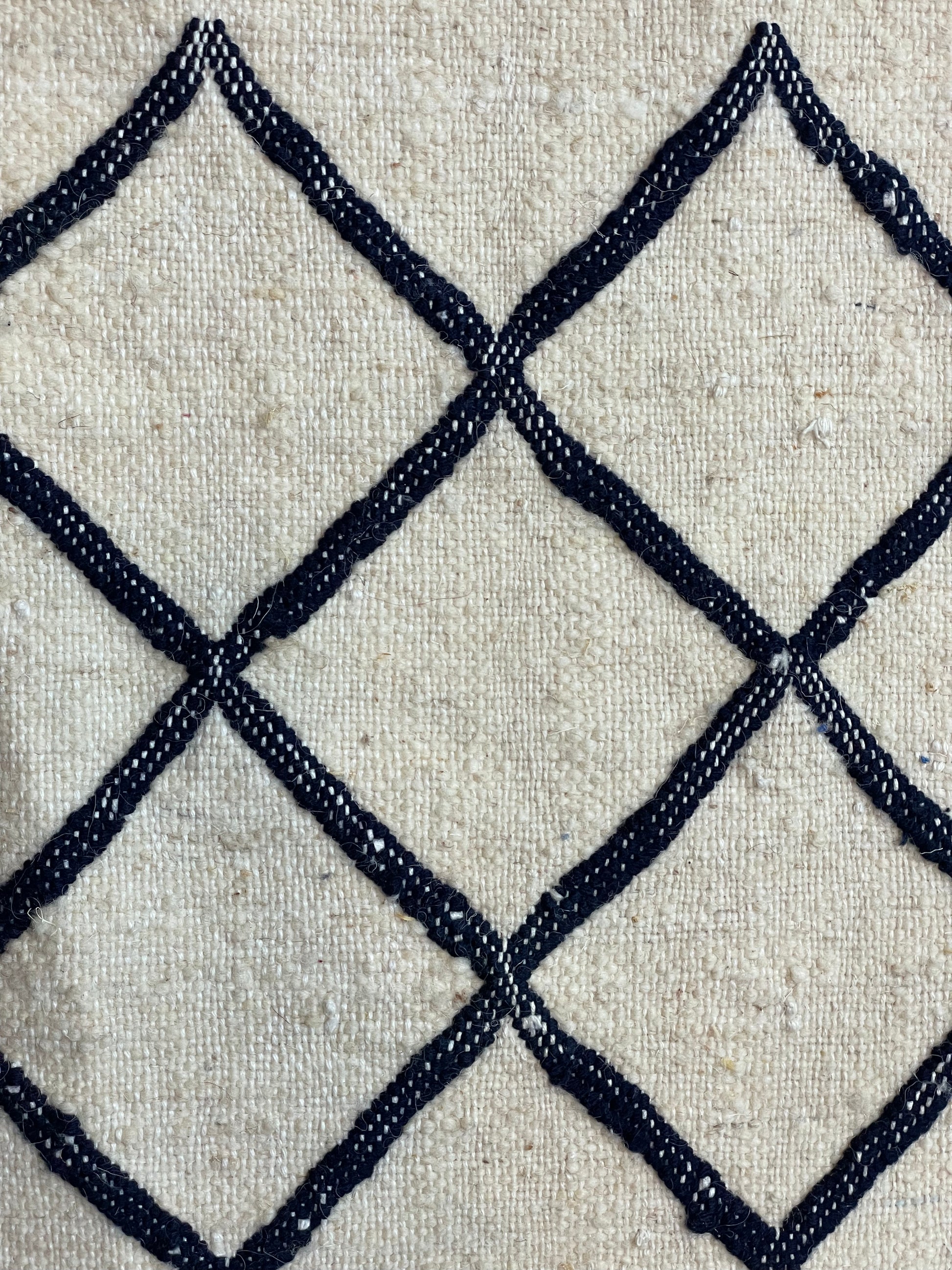 Moroccan Beige Wool Pillowcase w/Black Diamond Accents