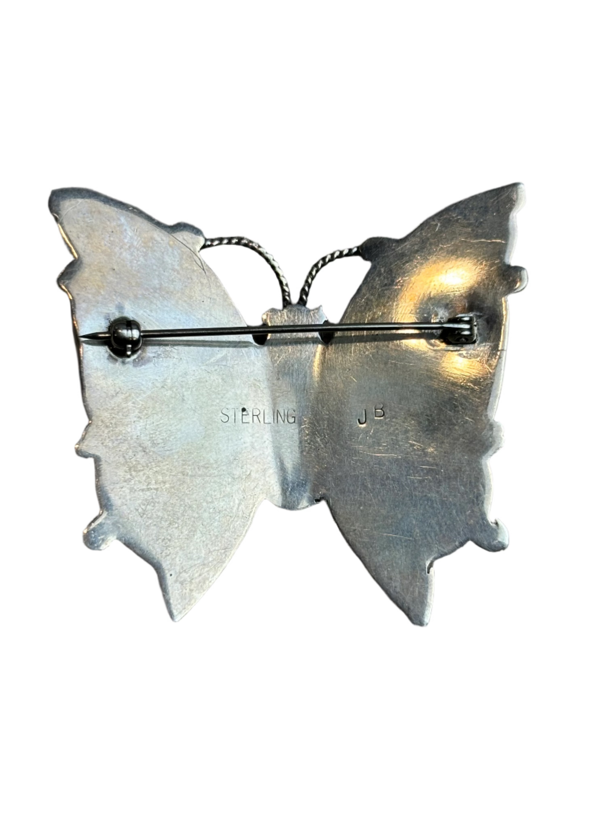 Vintage Pre- 50s Zuni Large Opal/Turquoise Butterfly Inlay Pin