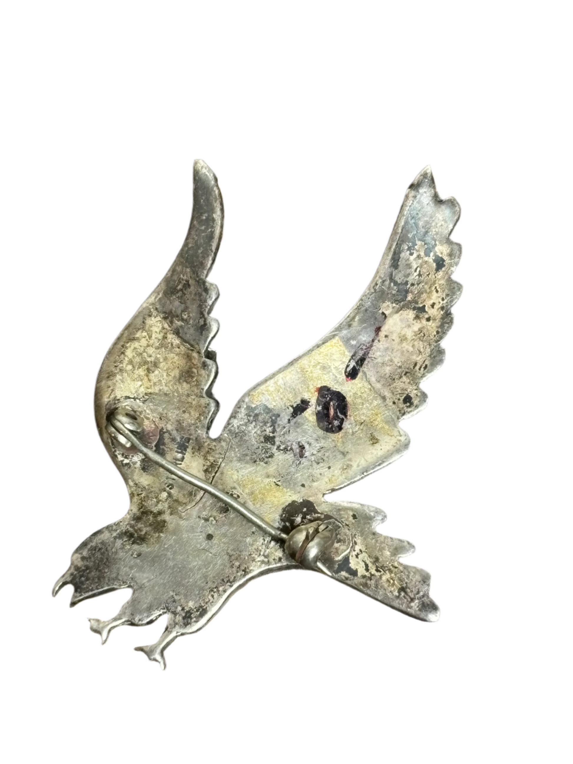 Vintage Sterling Diving Hawk/Eagle Pin w Turquoise
