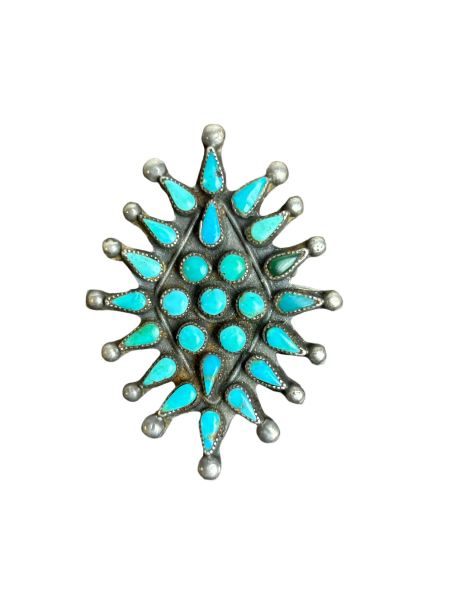 Vintage Zuni Pre-50s Turquoise Petite Point Star Pin