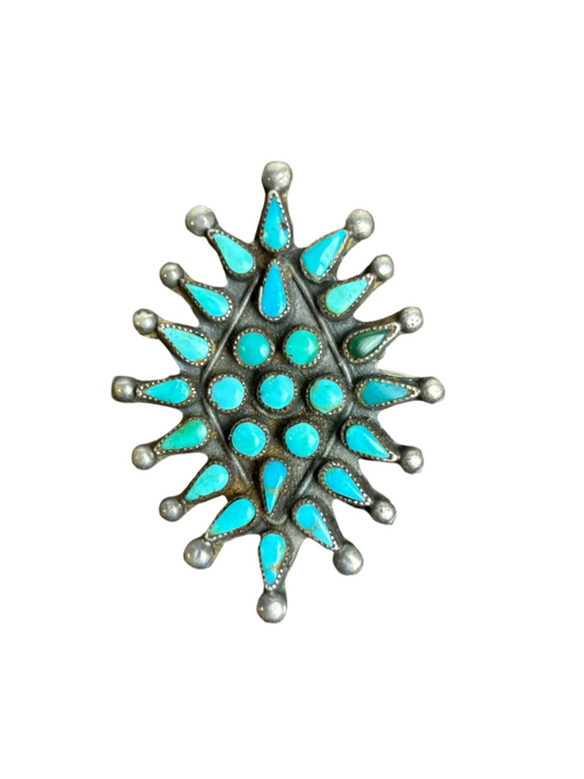 Vintage Zuni Pre-50s Turquoise Petite Point Star Pin