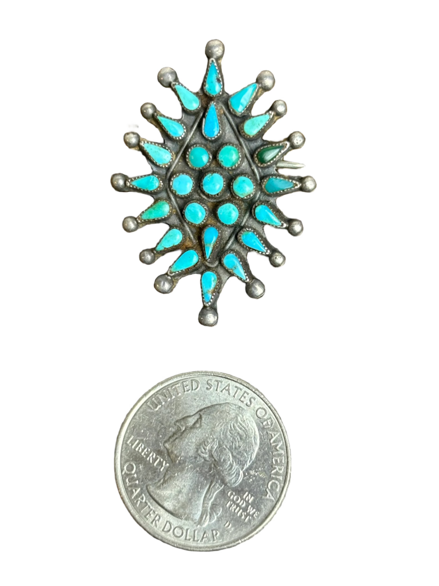Vintage Zuni Pre-50s Turquoise Petite Point Star Pin