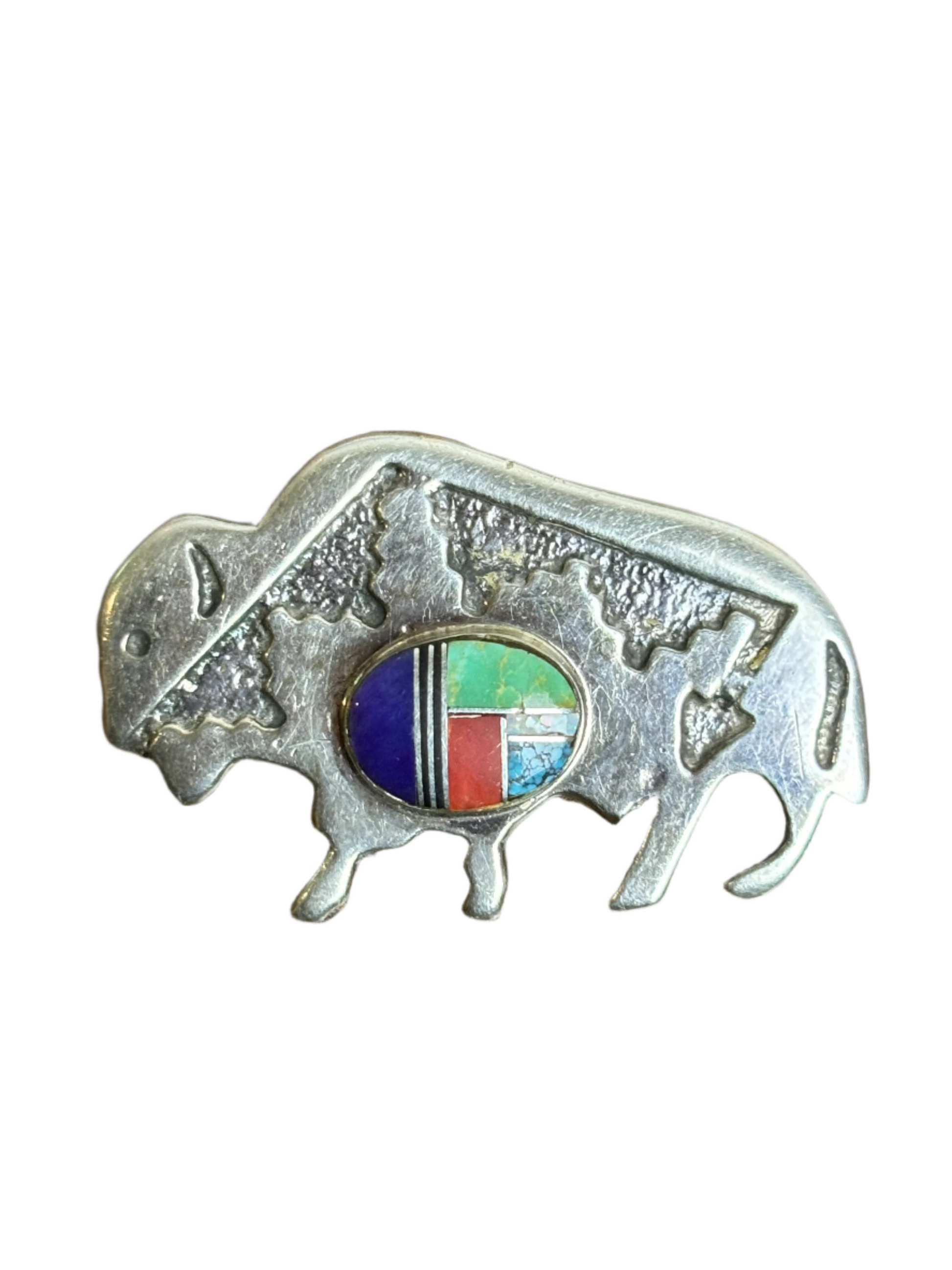 Vintage F. Chee Sterling Buffalo Pin