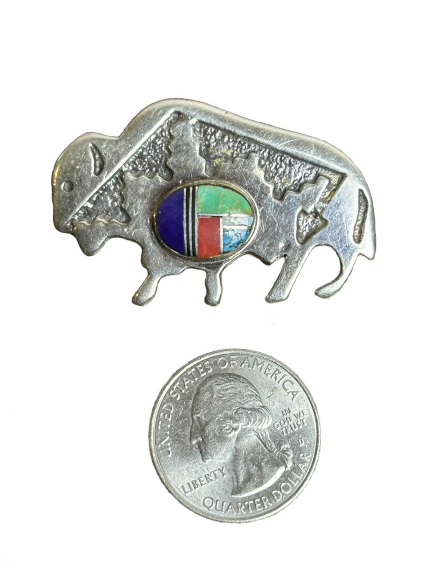 Vintage F. Chee Sterling Buffalo Pin