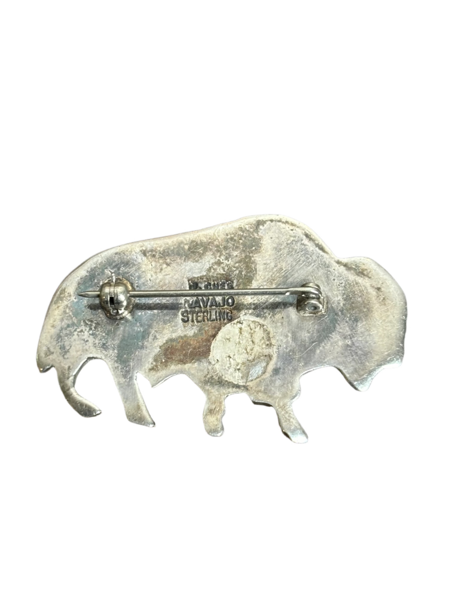 Vintage F. Chee Sterling Buffalo Pin