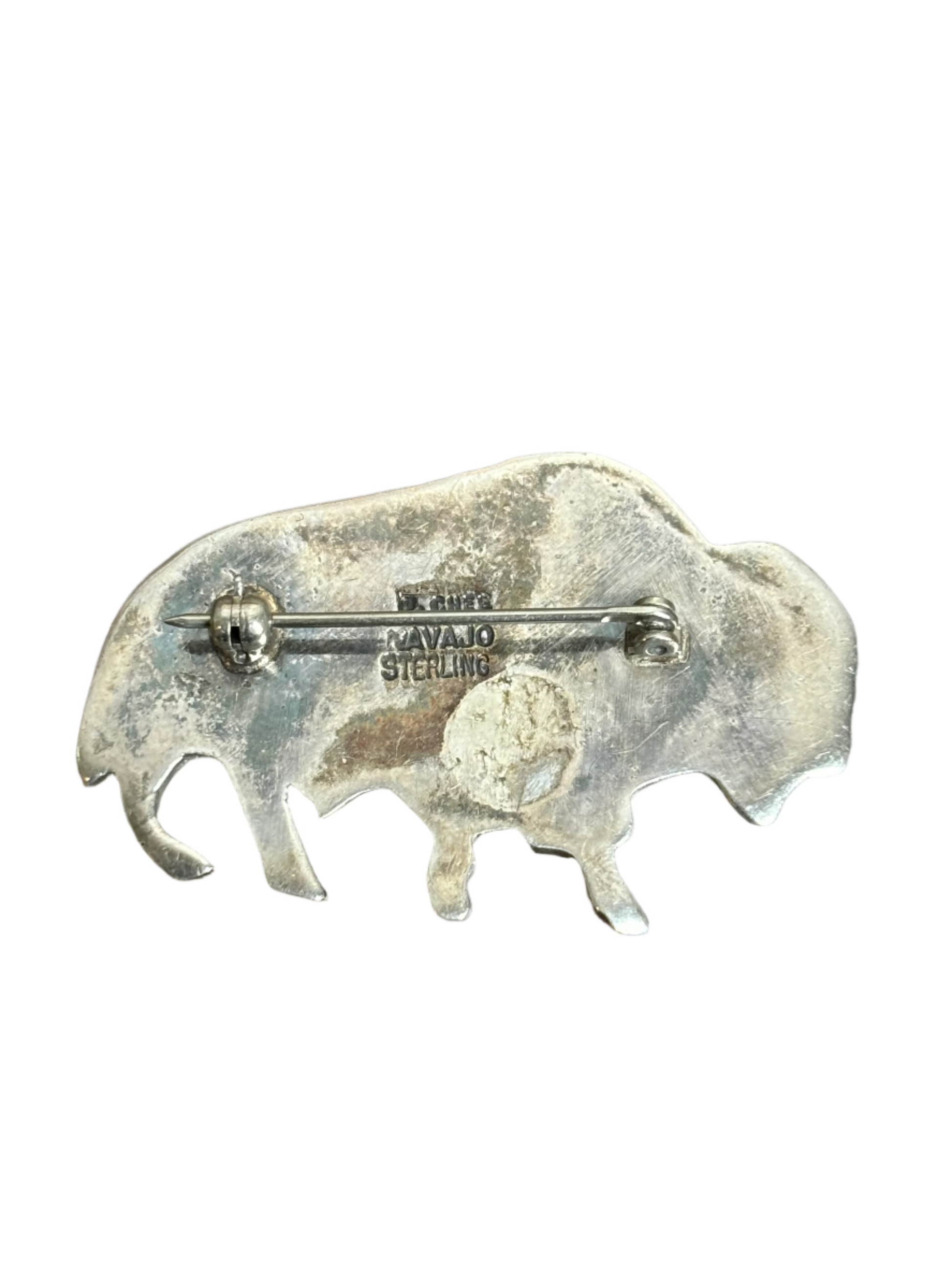 Vintage F. Chee Sterling Buffalo Pin