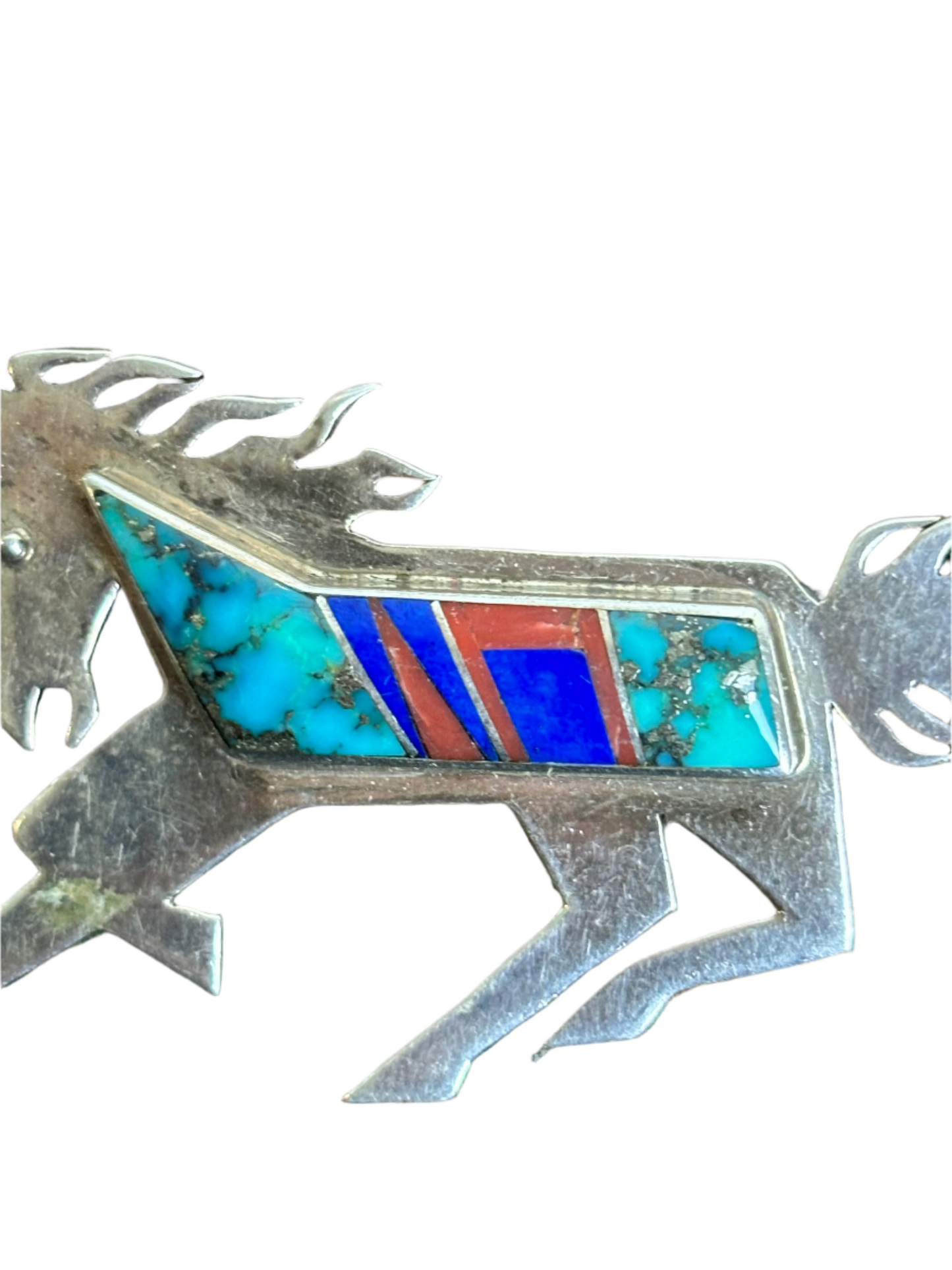 Vintage Robert Vandover Running Inlay Sterling Horse Pin