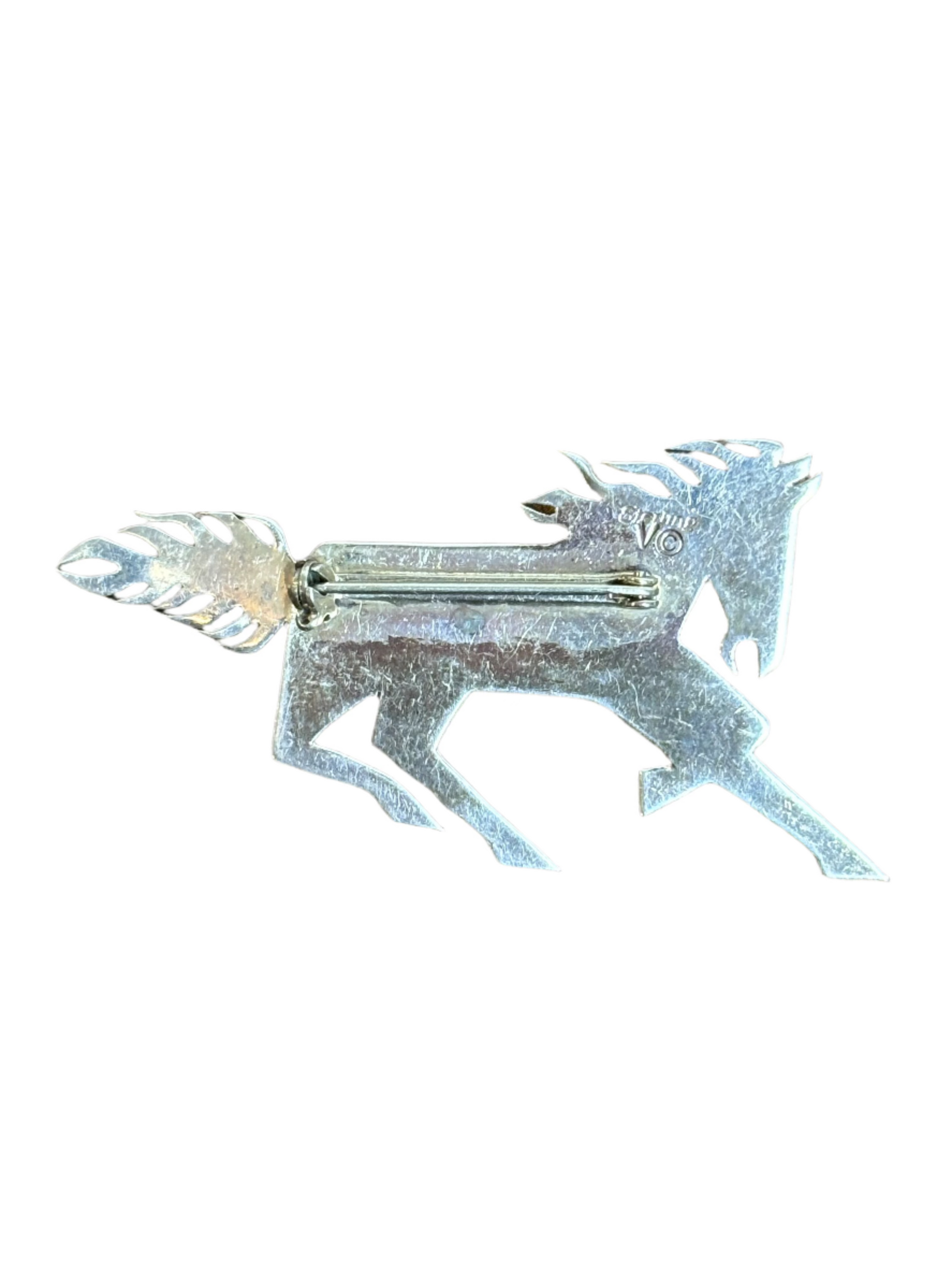 Vintage Robert Vandover Running Inlay Sterling Horse Pin