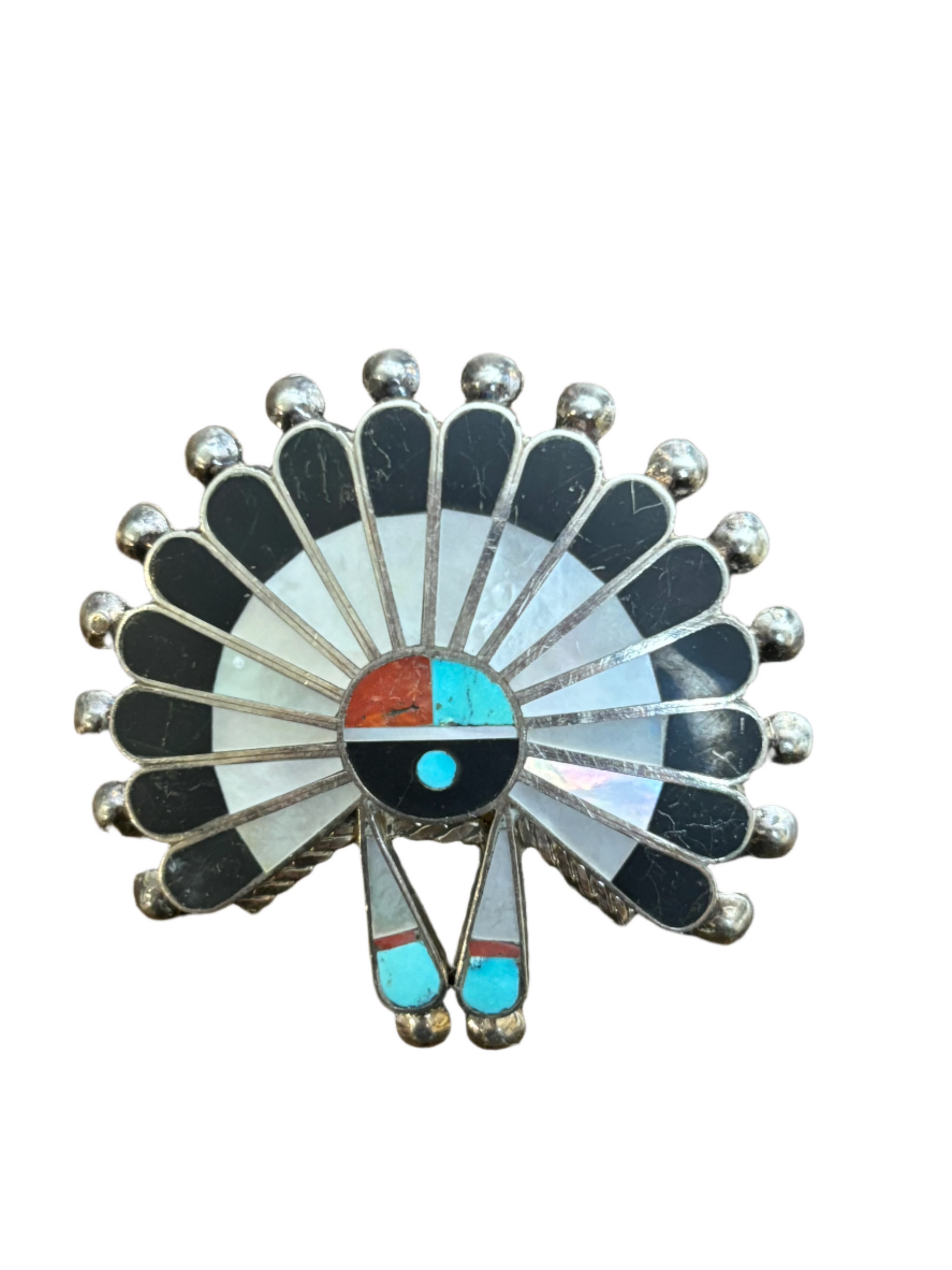 Vintage '62 Harold Becenti Hopi Sunface Pin
