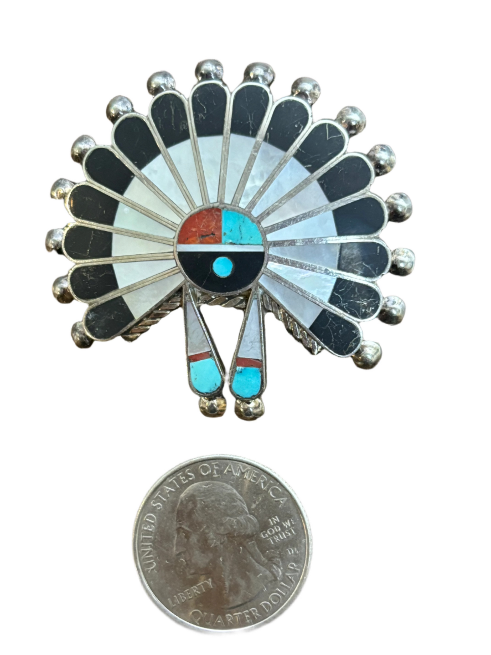 Vintage '62 Harold Becenti Hopi Sunface Pin