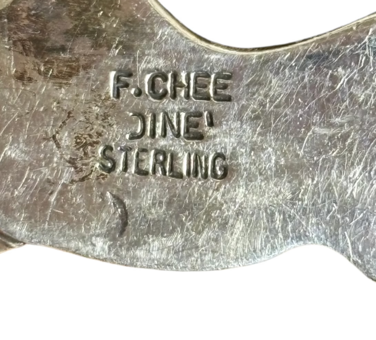 Vintage Navajo F. Chee Jine Sterling Horse Inlay Pin