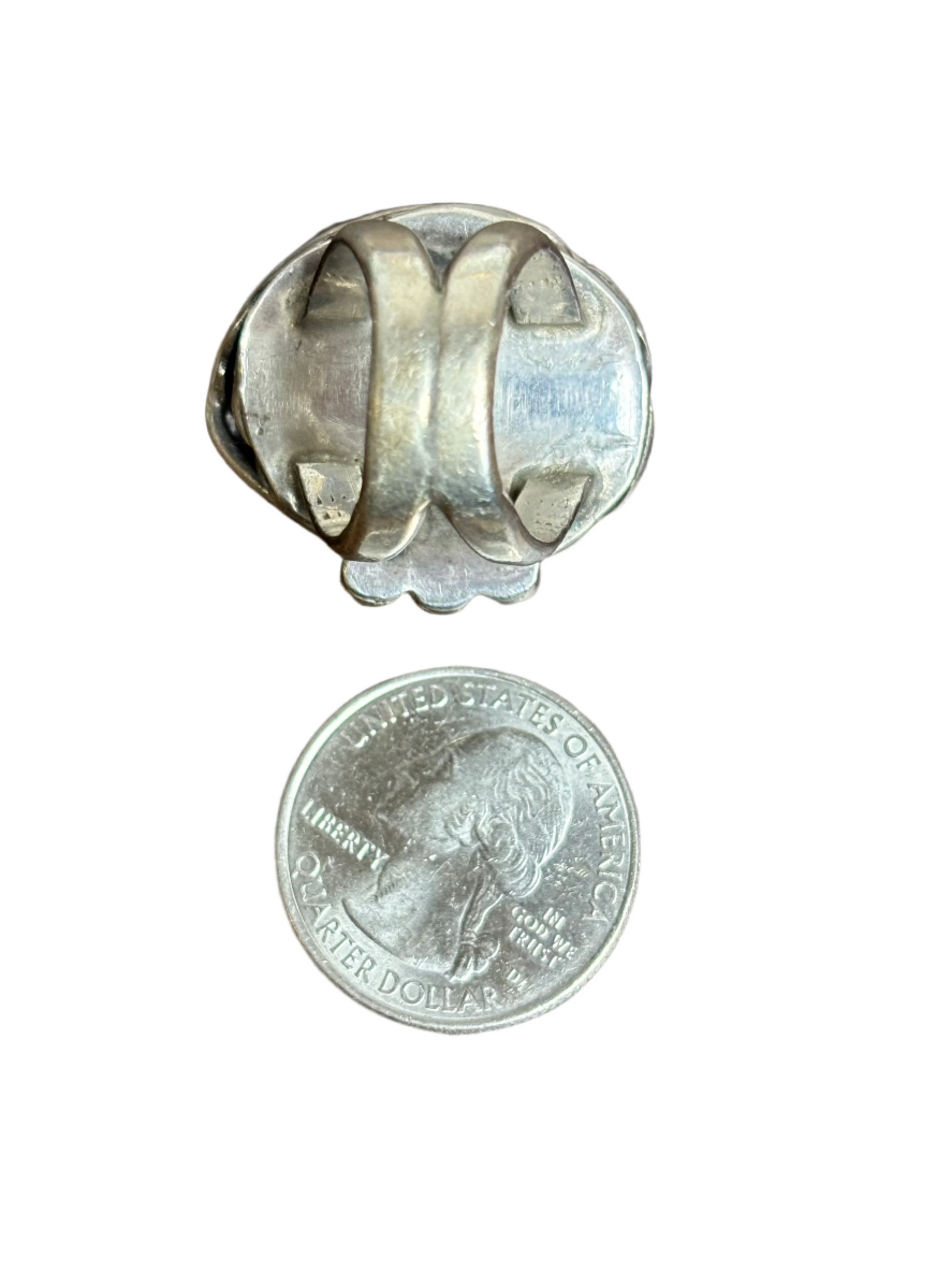 Vintage Turquoise Mtn Sterling Silver Shadowbox Leaf Ring Sz 6 1/2