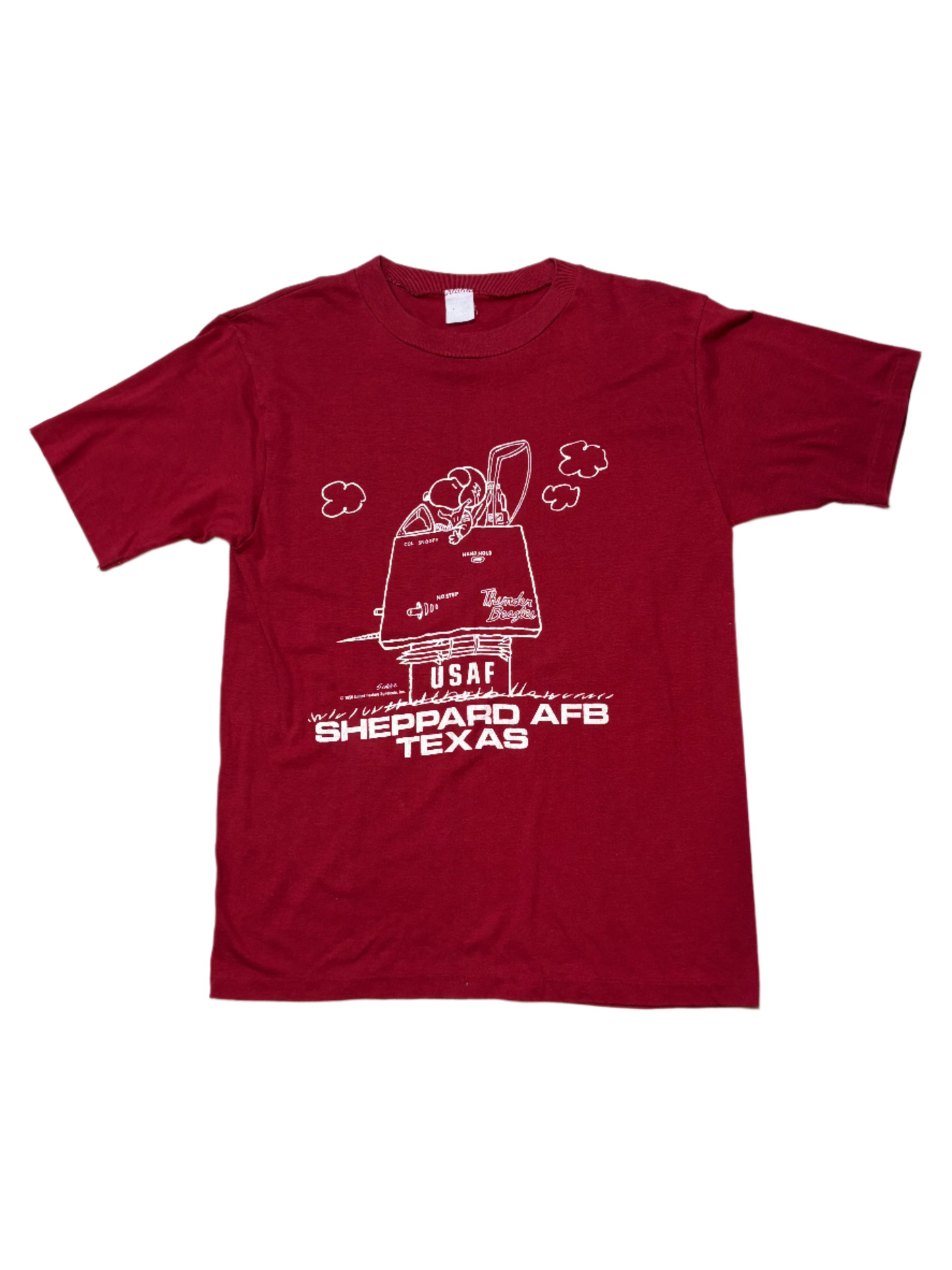 '70s Vintage Snoopy USAF Burgundy T-Shirt - SML