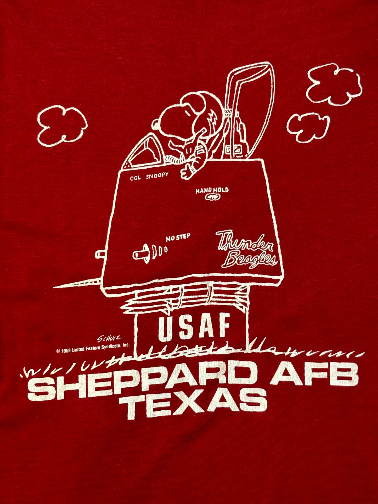 '70s Vintage Snoopy USAF Burgundy T-Shirt - SML