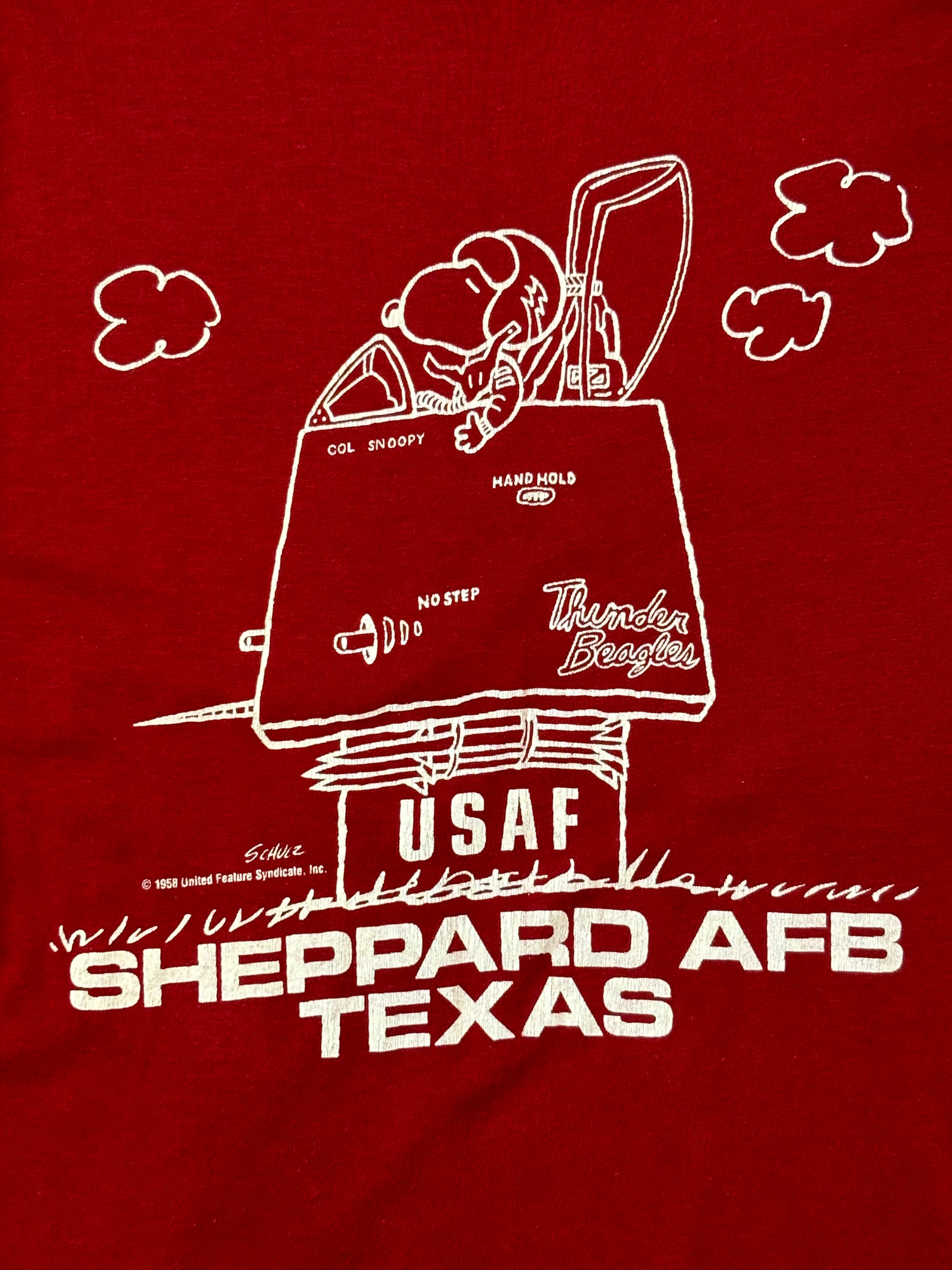'70s Vintage Snoopy USAF Burgundy T-Shirt - SML