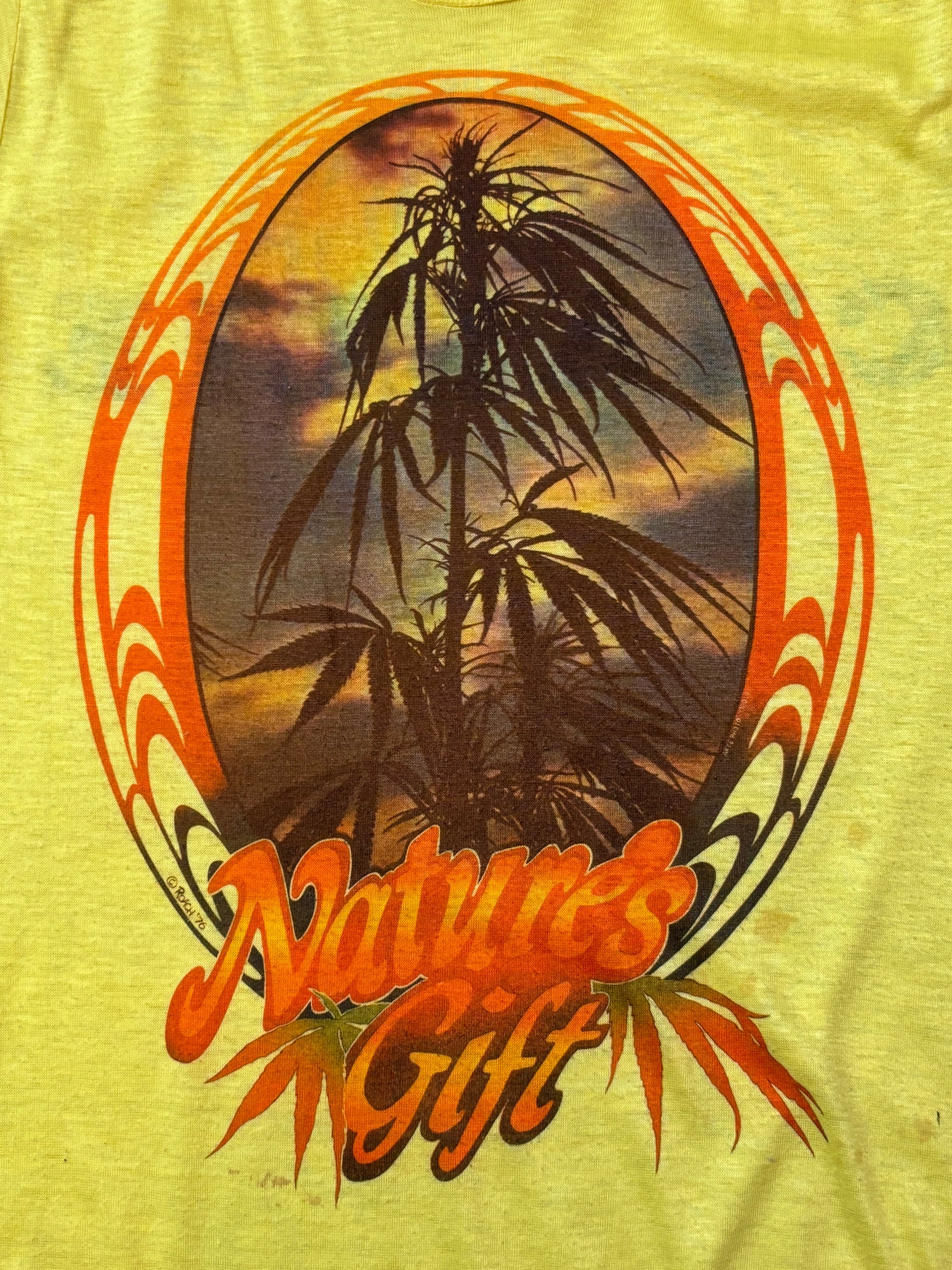 '76 Vintage Natures Gift Marijuana Yellow T-Shirt - XS
