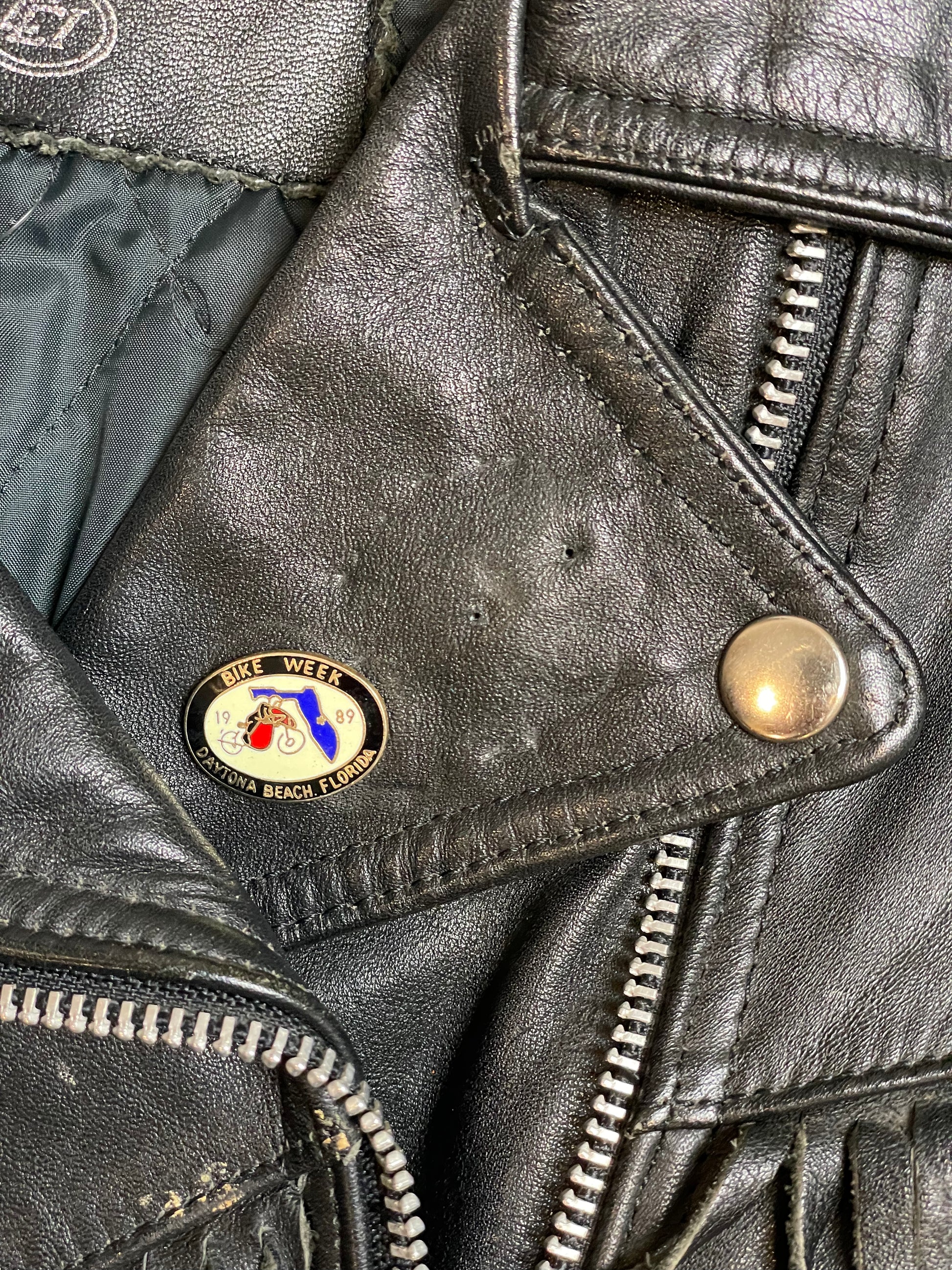 '80s Vintage Black Leather Fringe Dragon Jacket - LRG