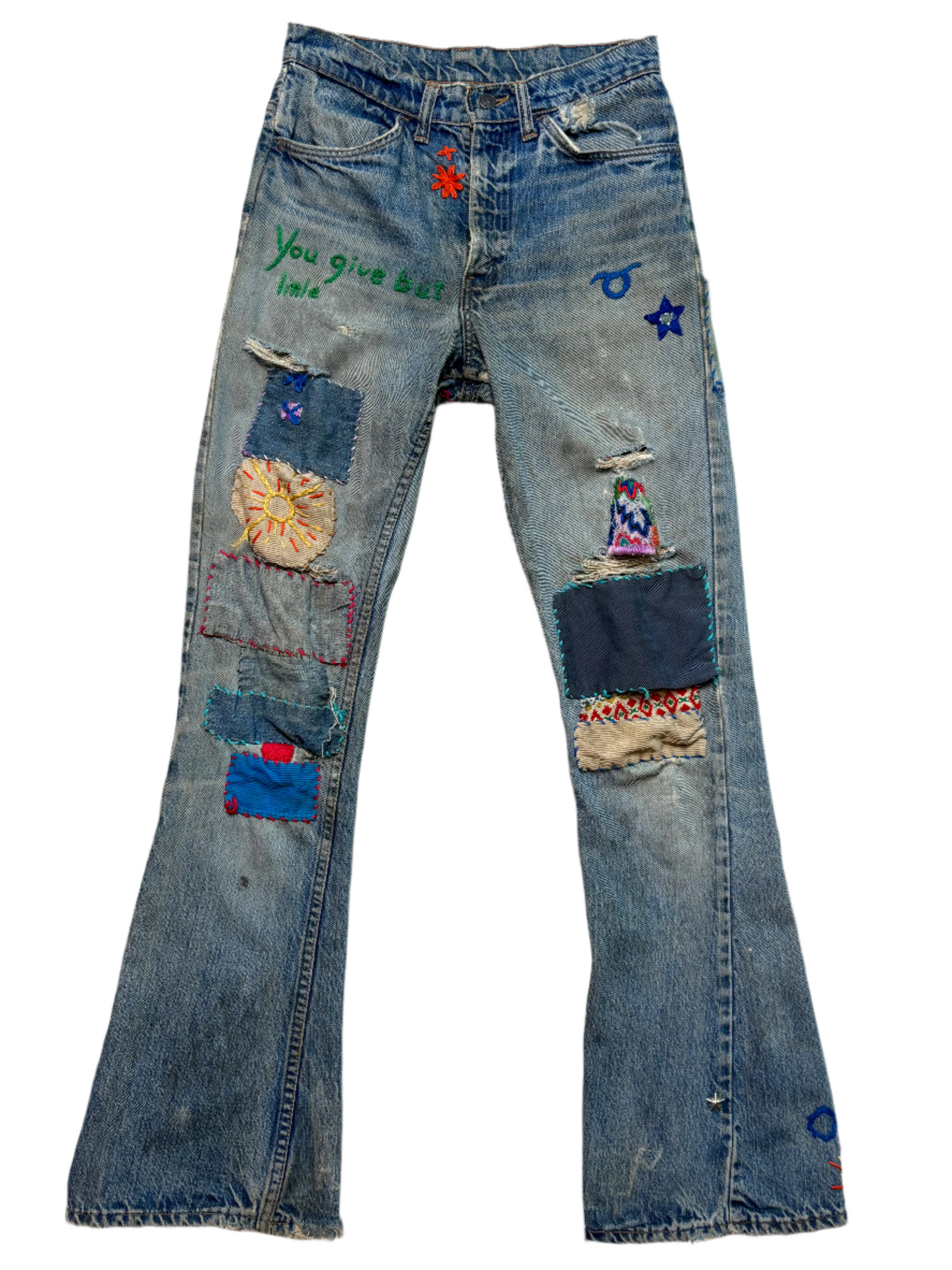*AS IS* 60s Levis Org Tab All Over Patchwork Jeans 28x31